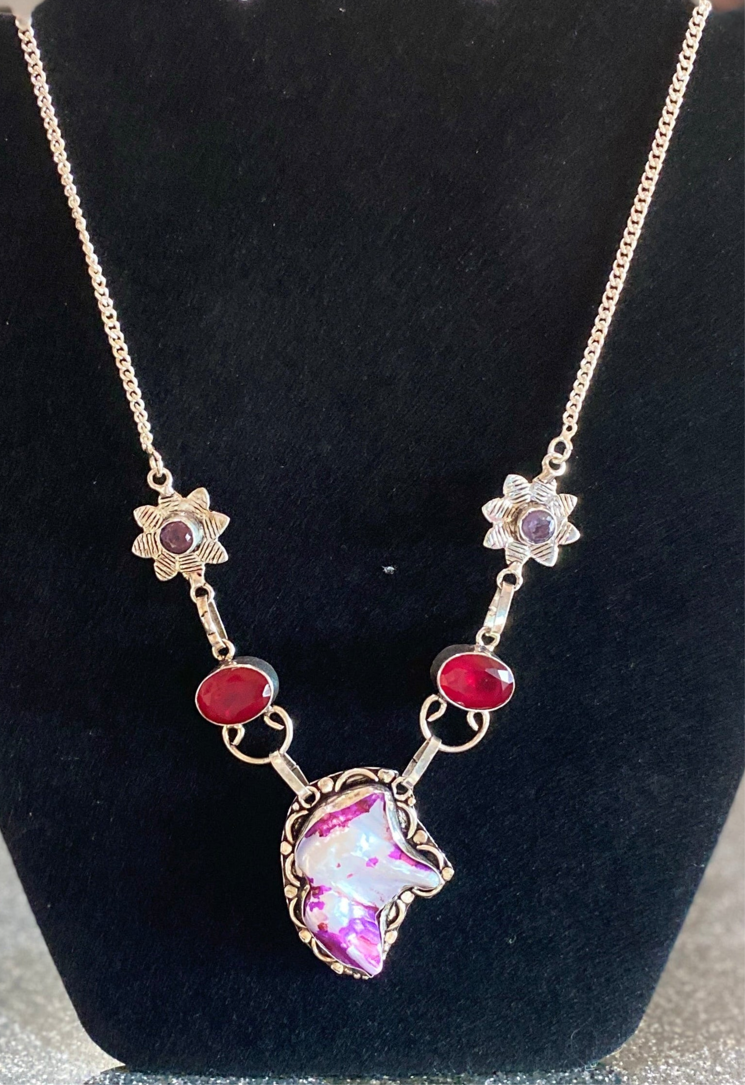 Pink Pearl, Grant and Amethyst Statement Necklace.