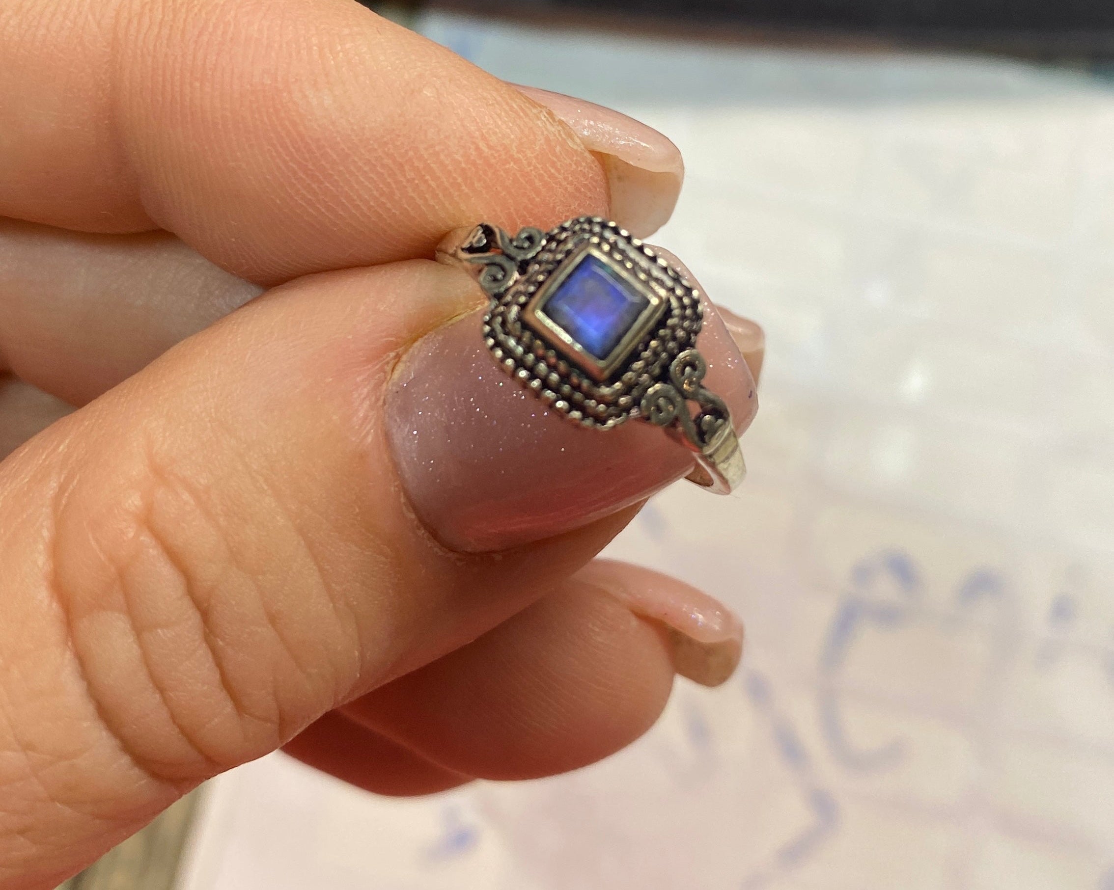 Moonlit Elegance – Rainbow Moonstone Ring