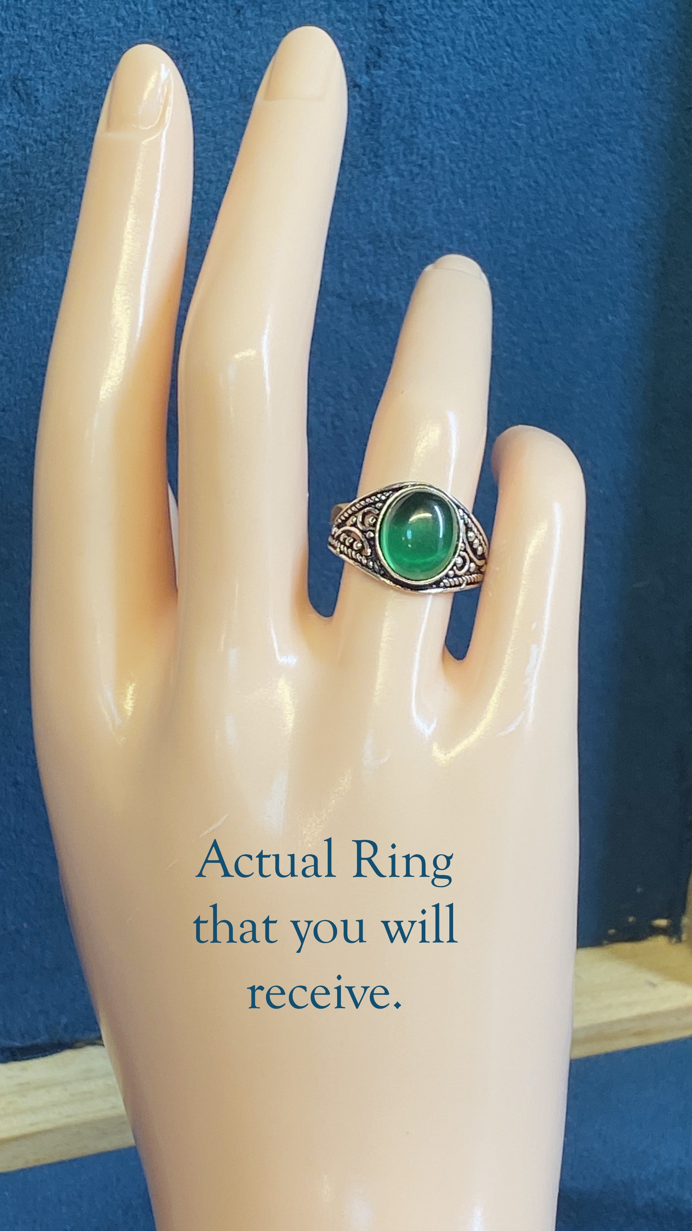 Emerald Glow Green Onyx Ring- 7