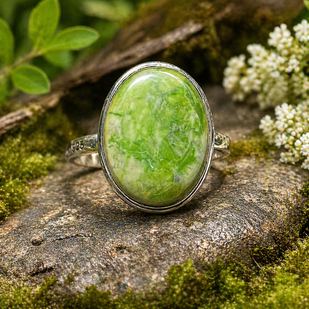 GASPEITE STERLING SILVER STATEMENT RING