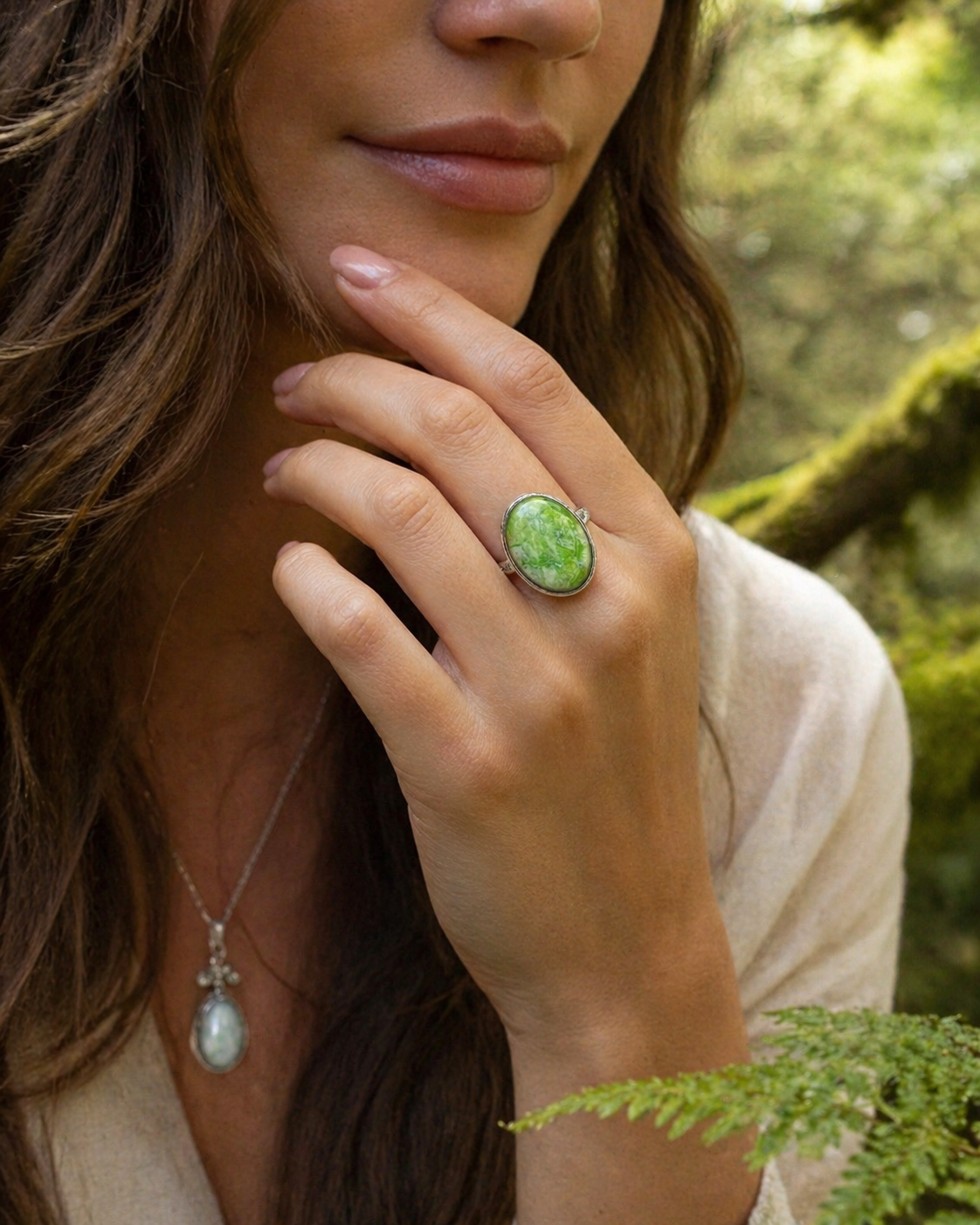 GASPEITE STERLING SILVER STATEMENT RING