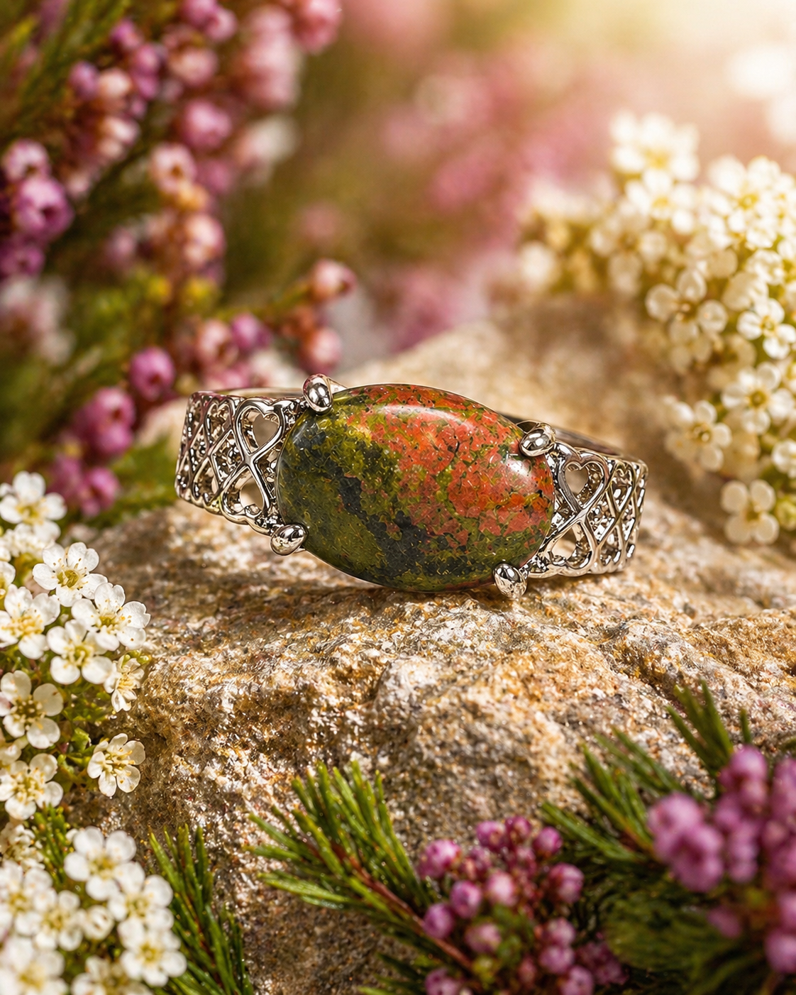 UNAKITE STATEMENT RING – SIZE 7.5