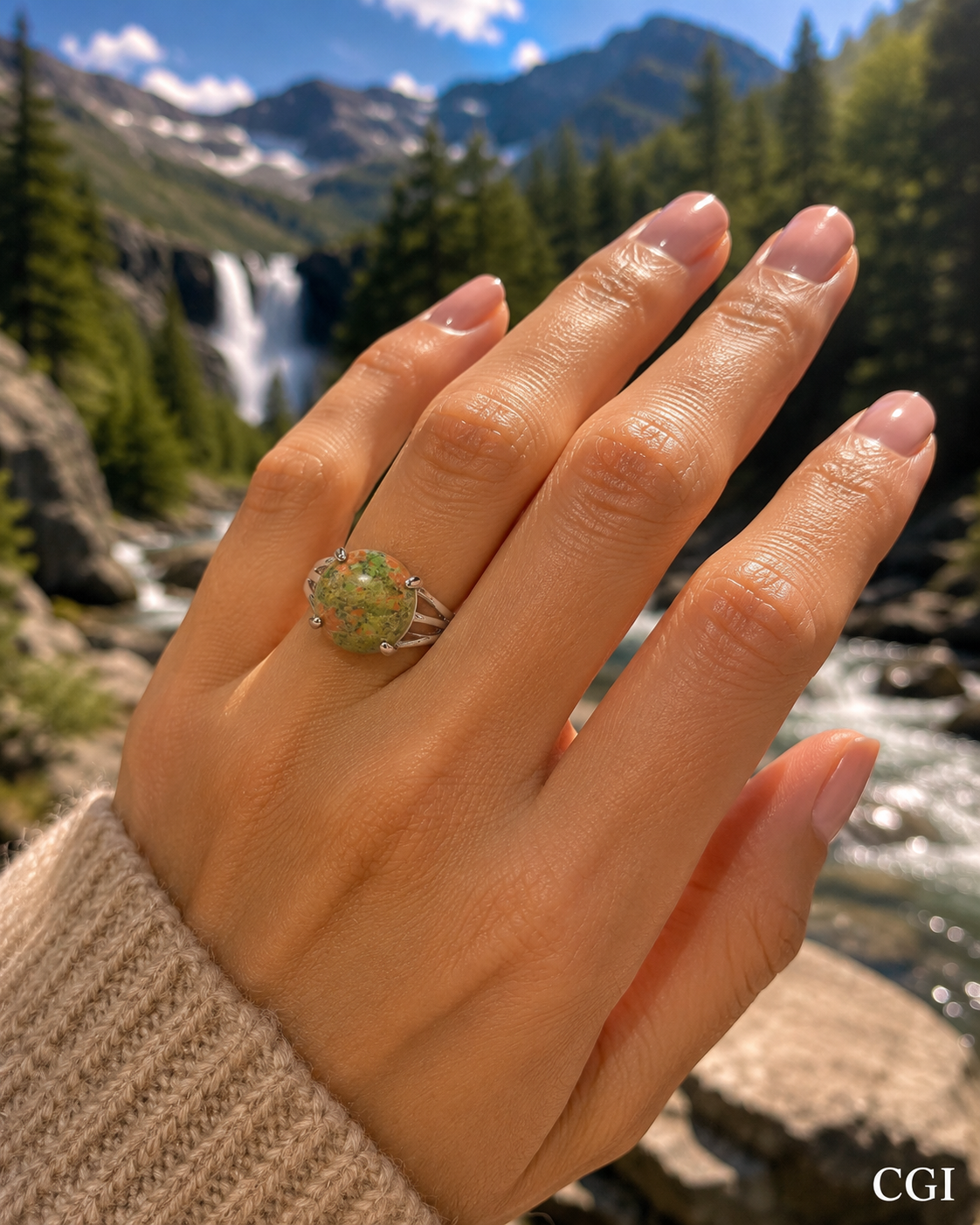 Stunning Unakite Ring – Size 7.5