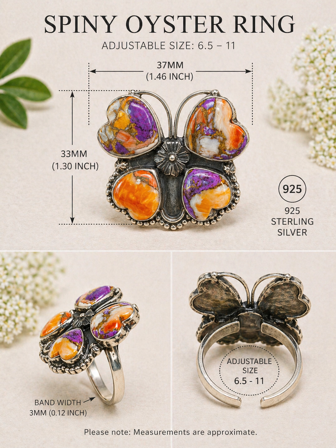 Spiny Oyster Butterfly Ring – One of a Kind