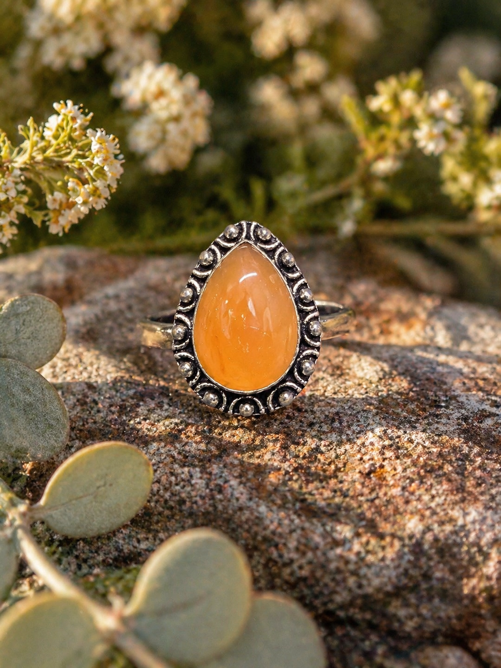 Orange Moonstone Ring size 9