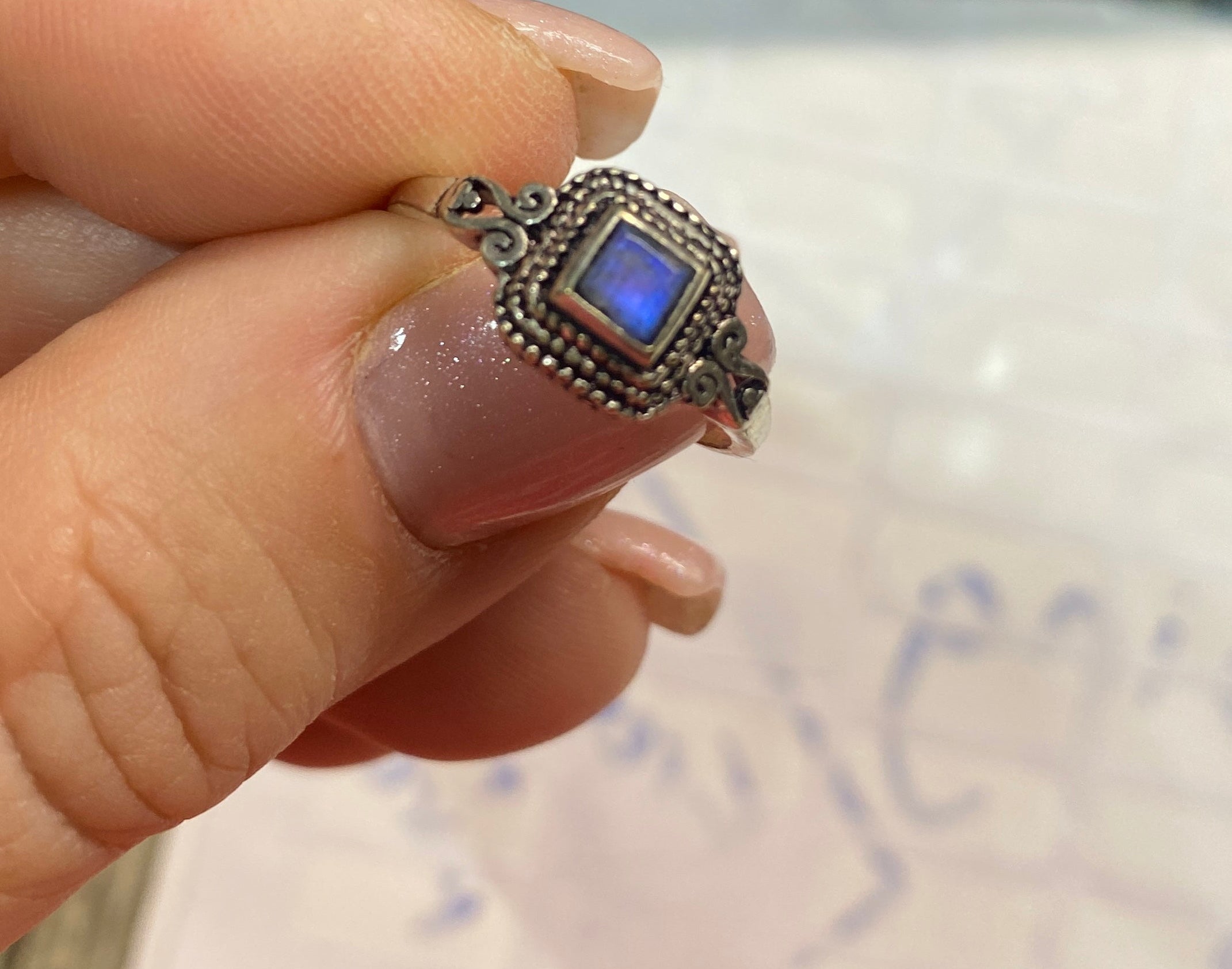 Moonlit Elegance – Rainbow Moonstone Ring