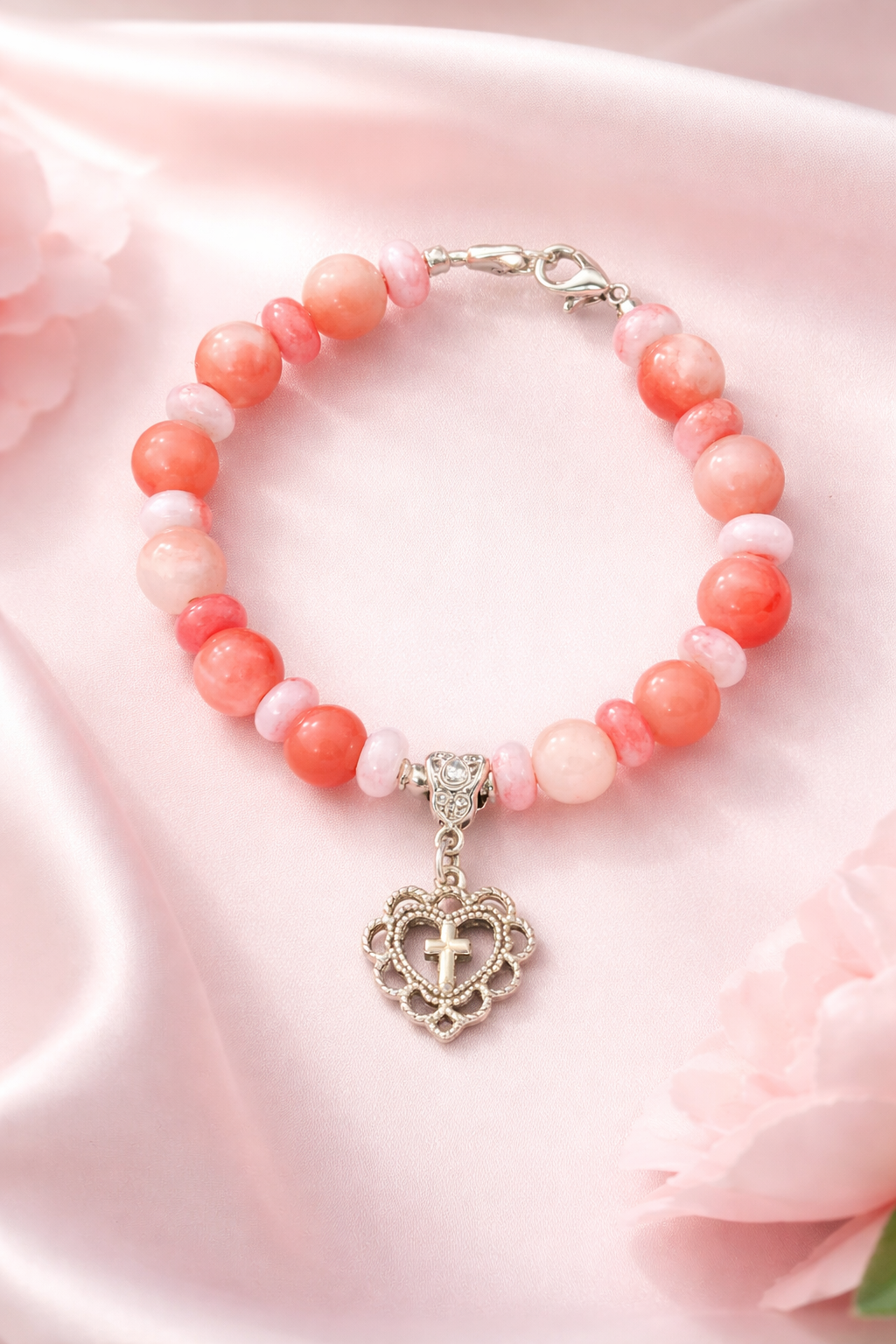 HAVE FAITH: PINK AND WHITE JADE BRACELET