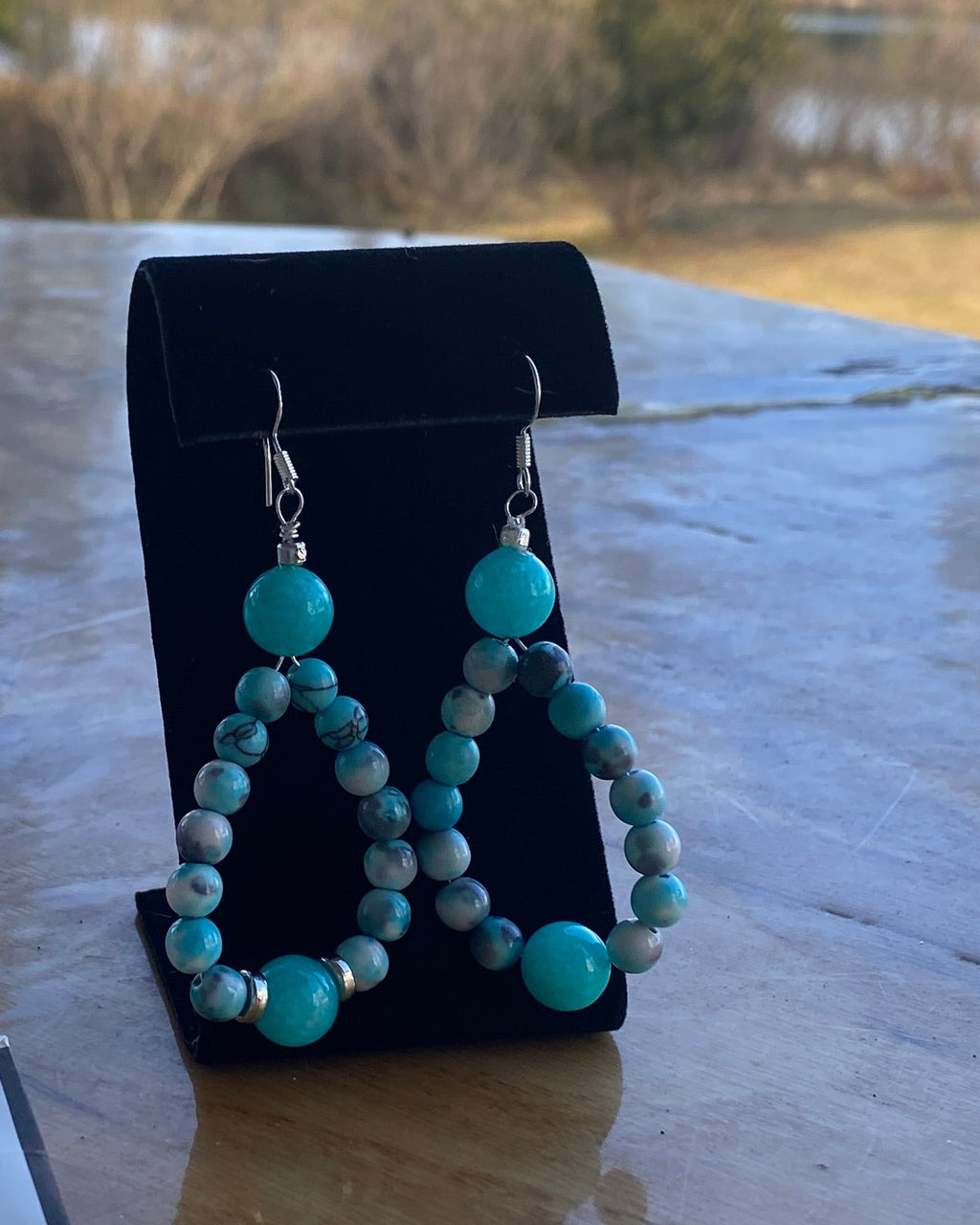 Turquoise & Blue-White Amazonite Chalcedony Teardrop Earrings