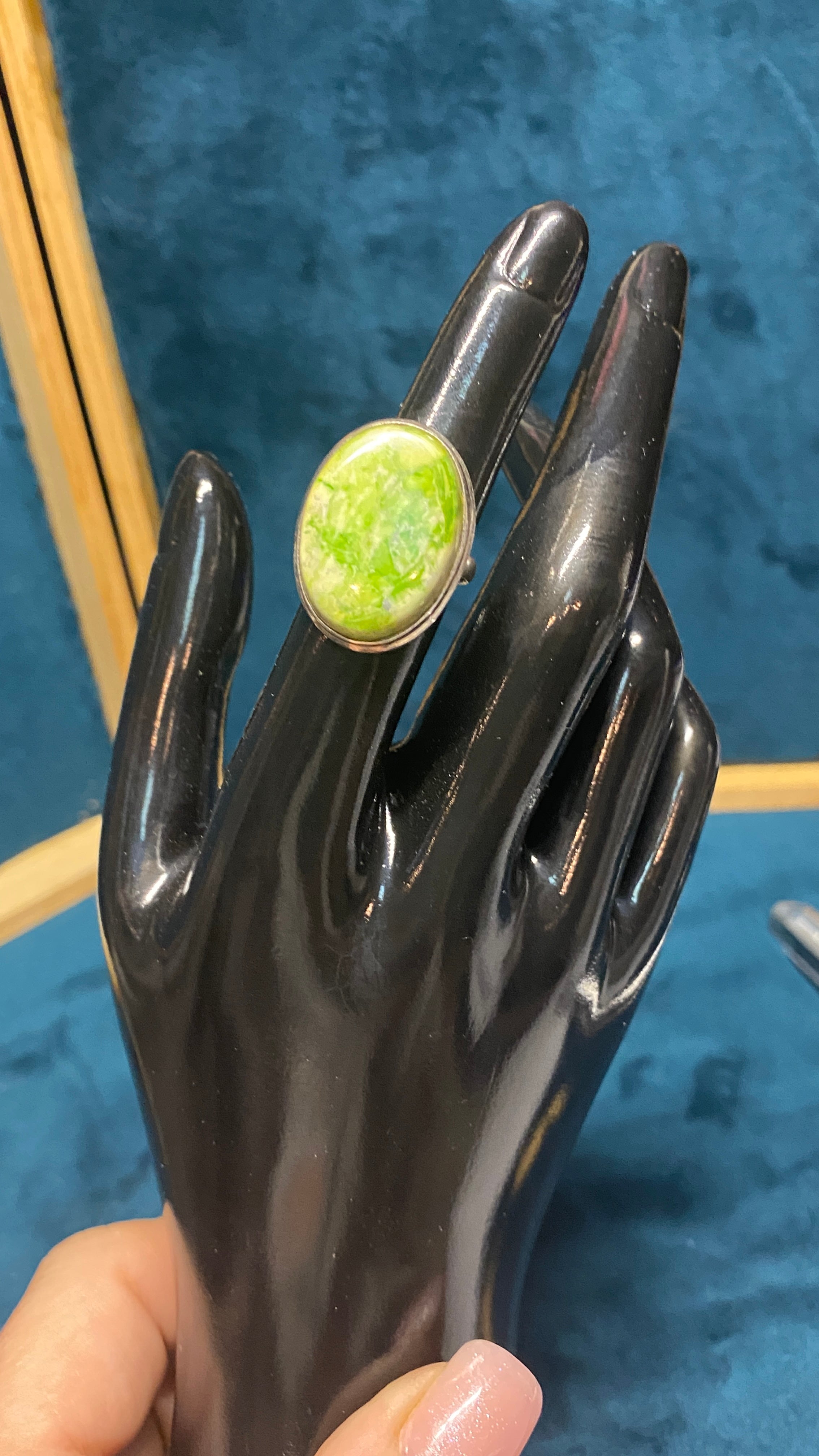 GASPEITE STERLING SILVER STATEMENT RING