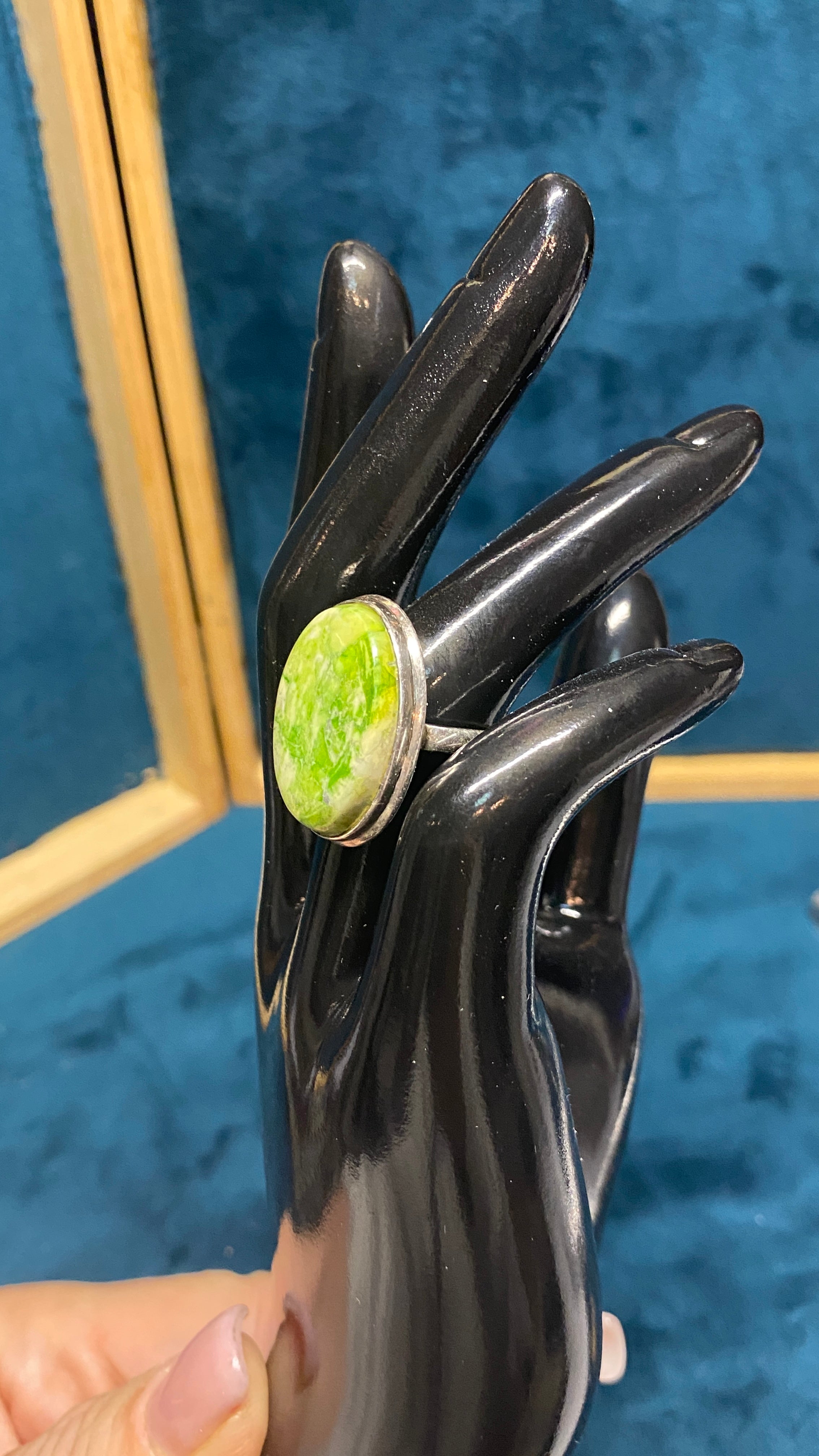 GASPEITE STERLING SILVER STATEMENT RING