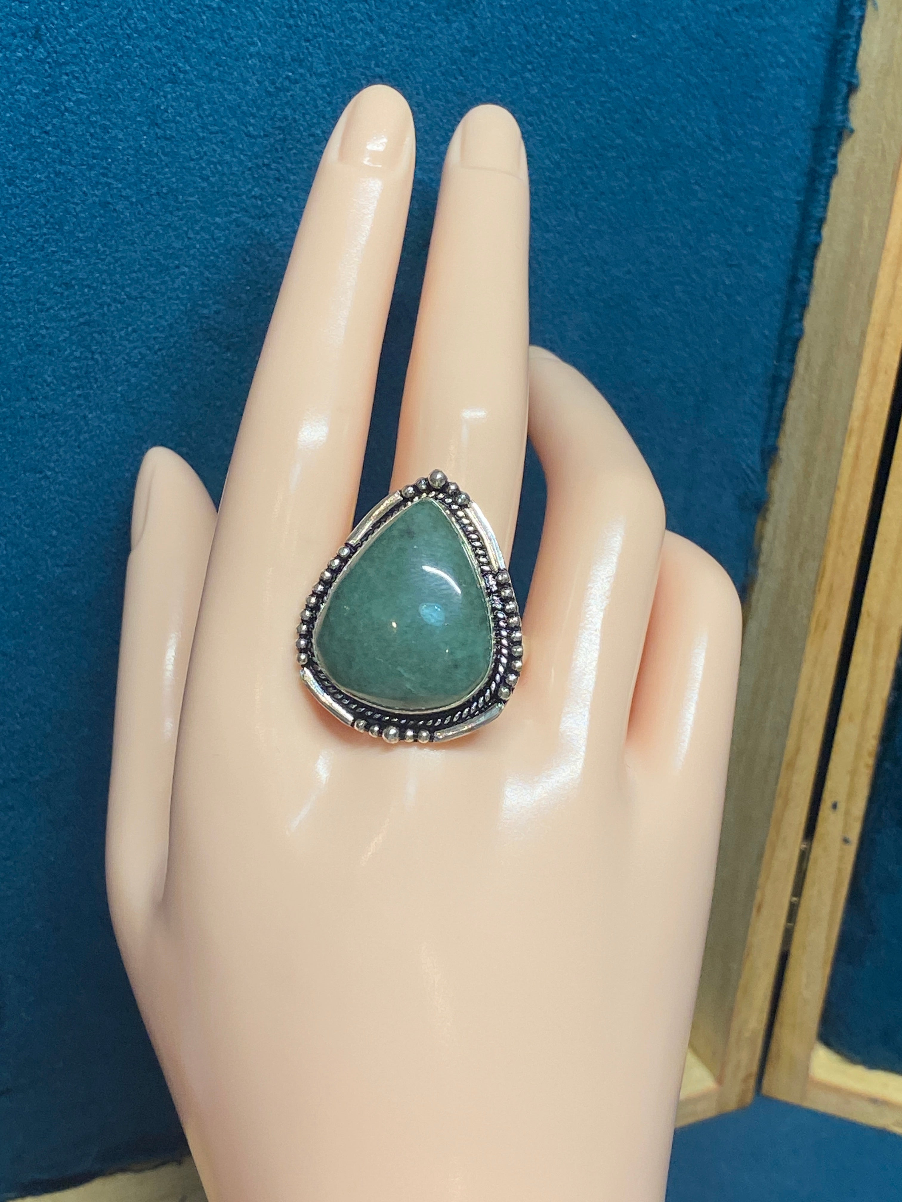GREEN AVENTURINE TEARDROP RING