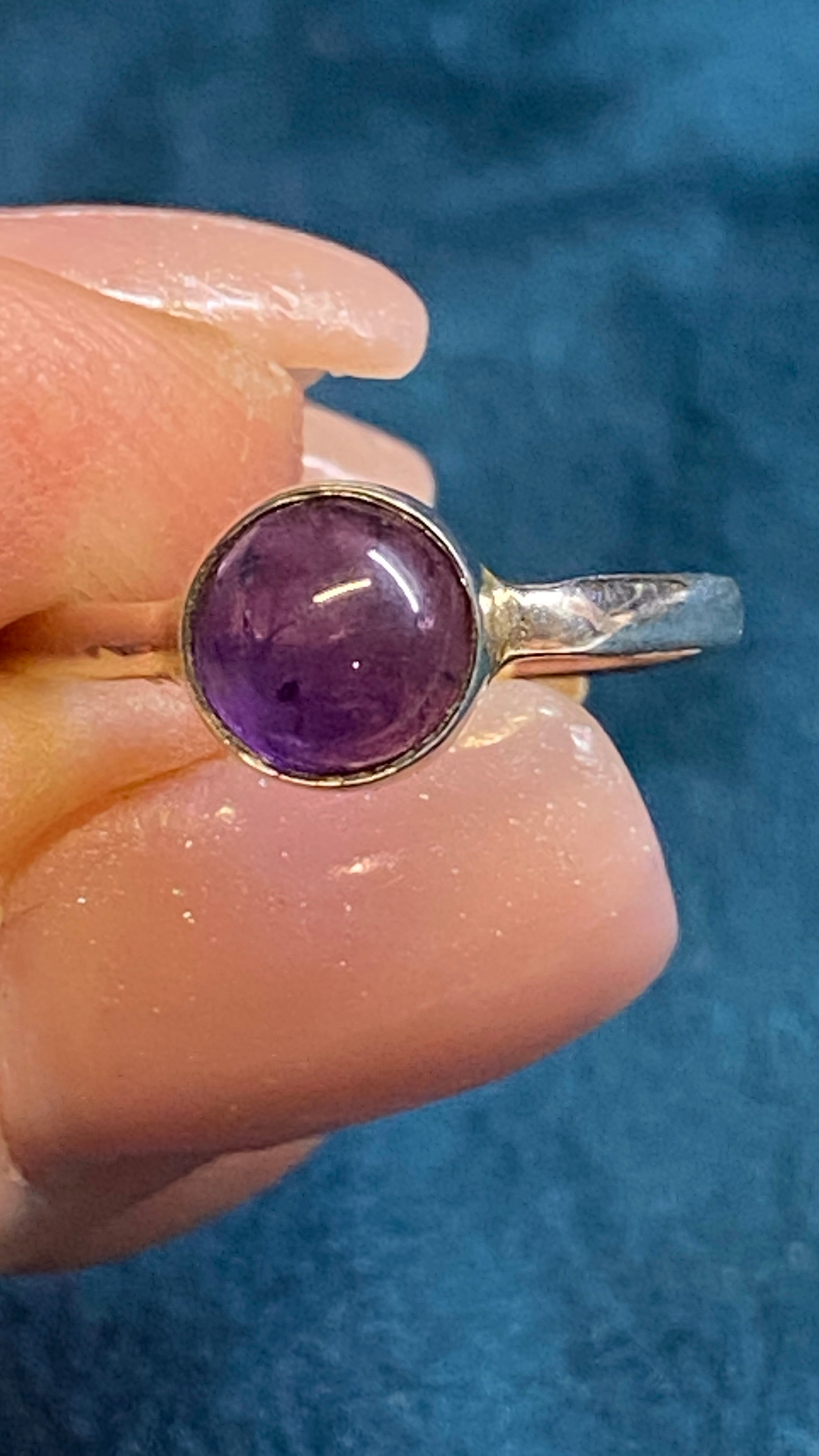 Natural Amethyst and Sterling Silver Ring Sz. 8.25