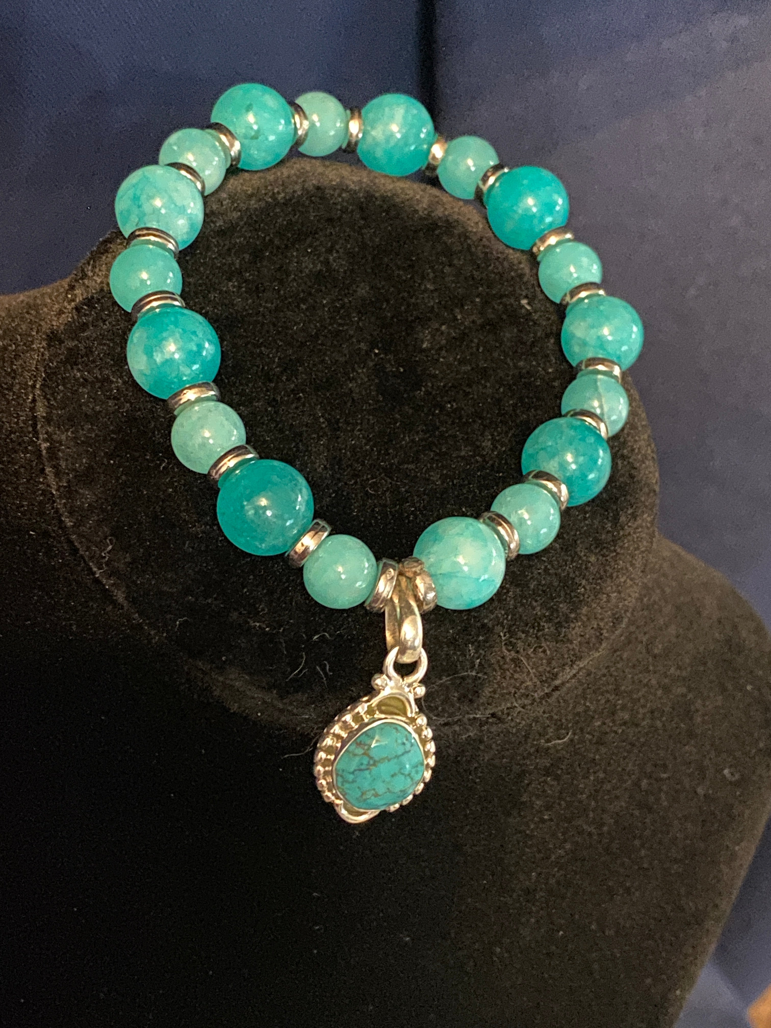 Caribbean Chalcedony & Turquoise Charm Bracelet