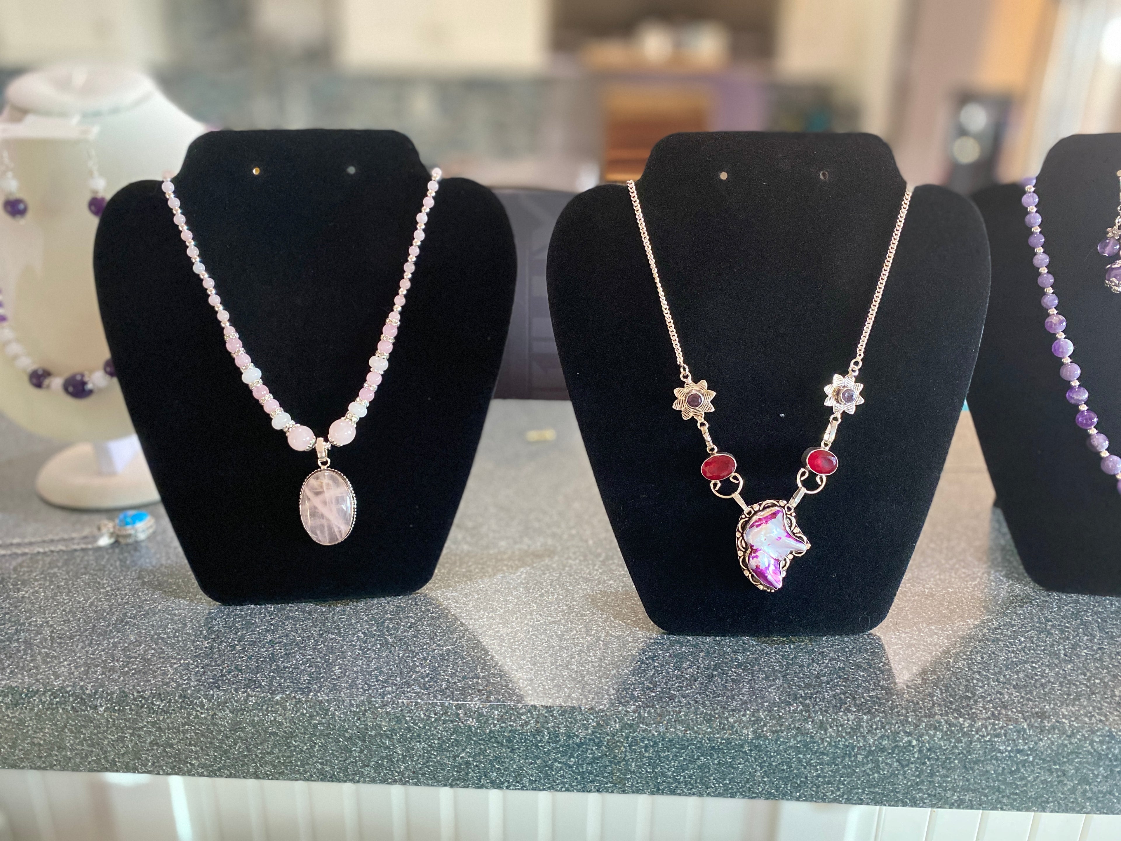 Pink Pearl, Grant and Amethyst Statement Necklace.