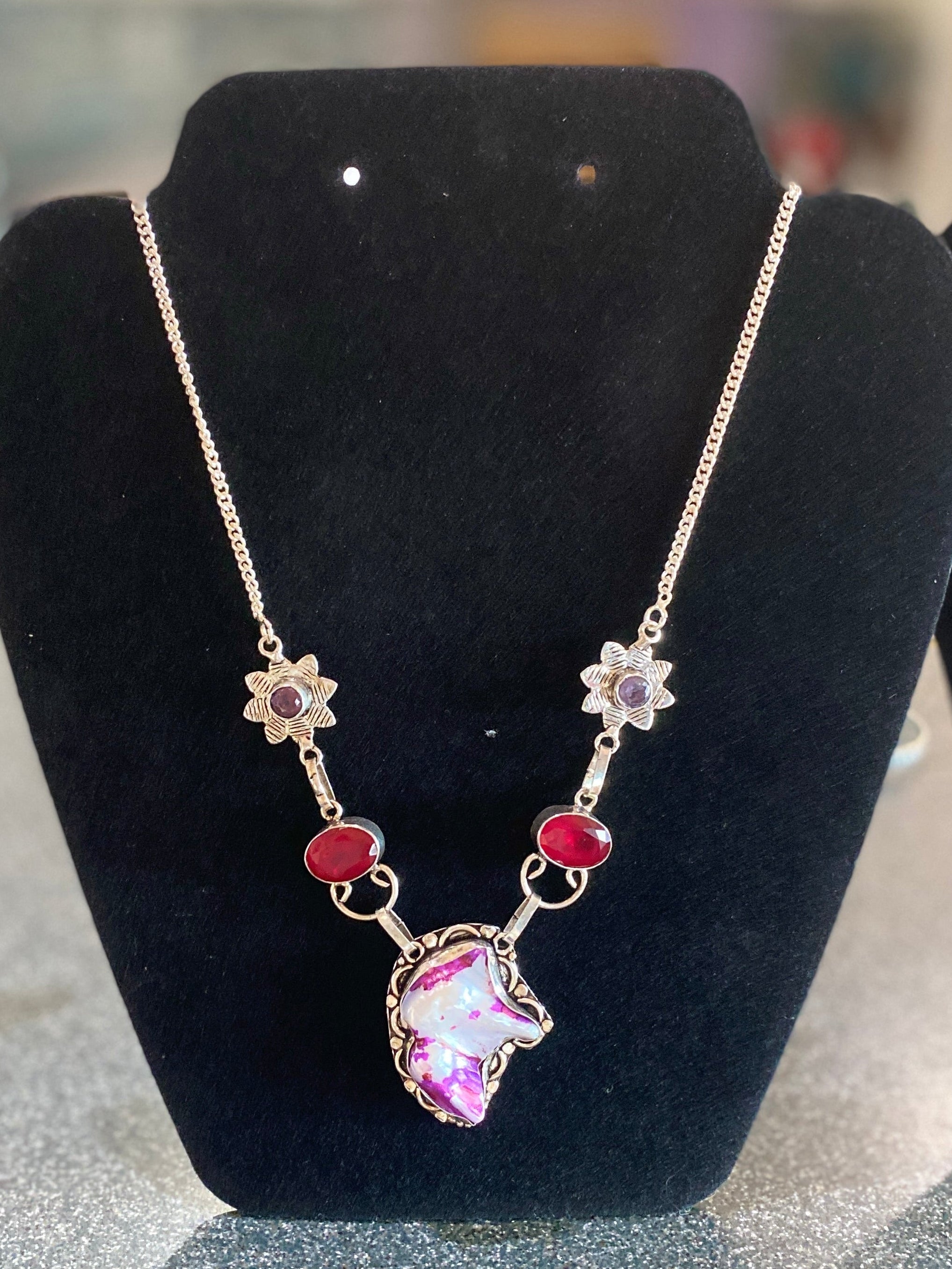 Pink Pearl, Grant and Amethyst Statement Necklace.