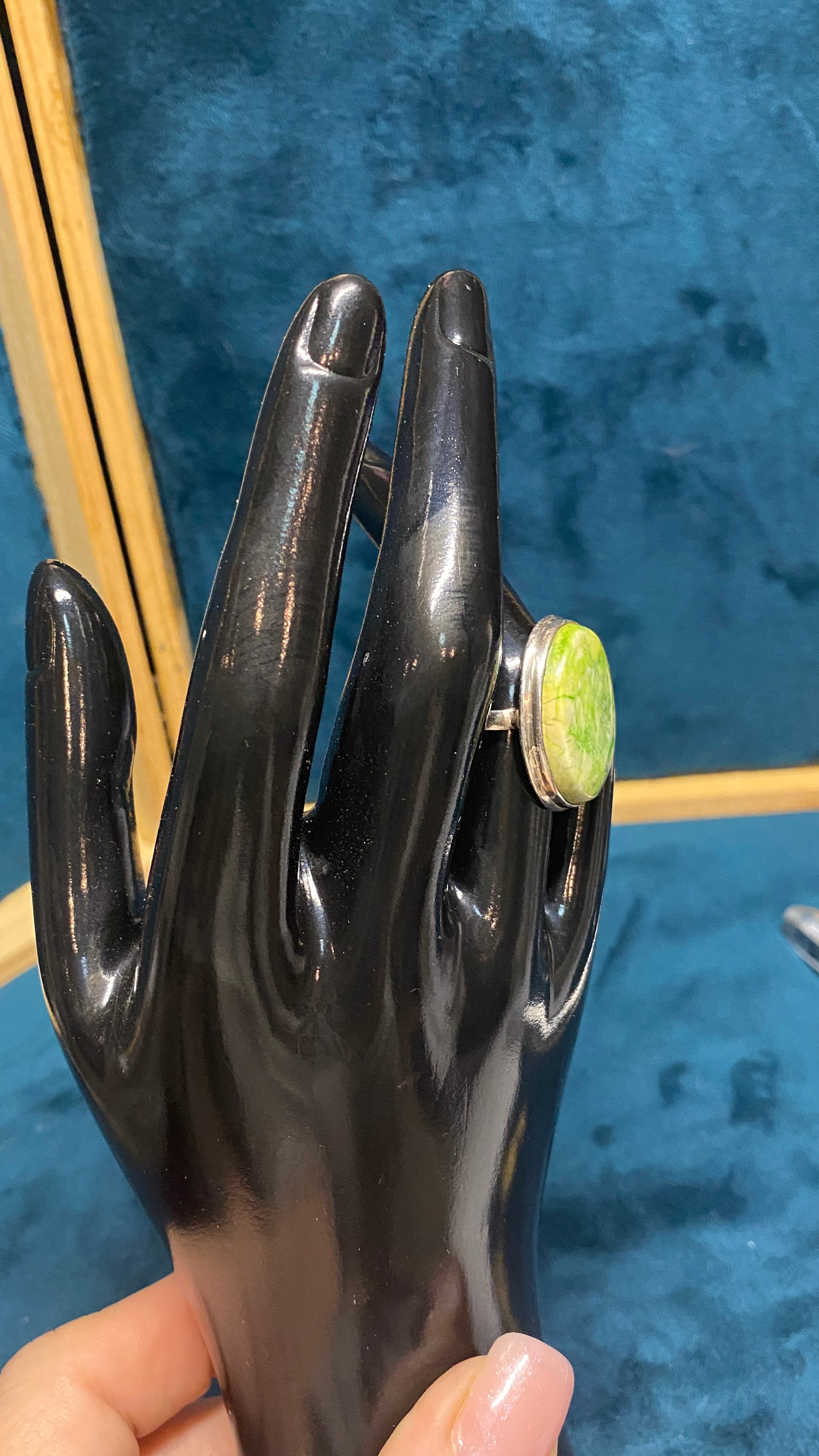 GASPEITE STERLING SILVER STATEMENT RING