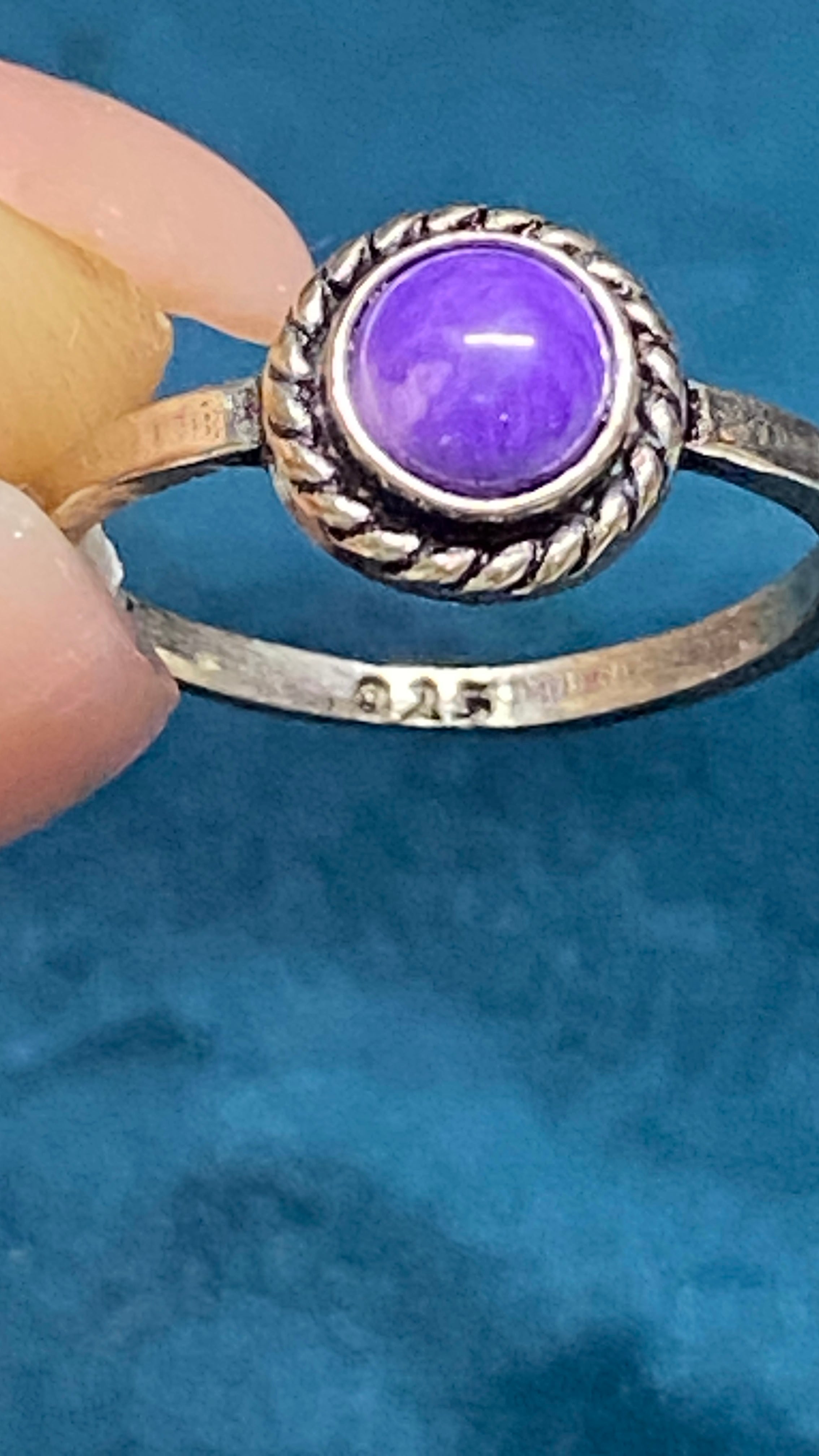 Natural Charite and Sterling Silver Ring-size 8.25