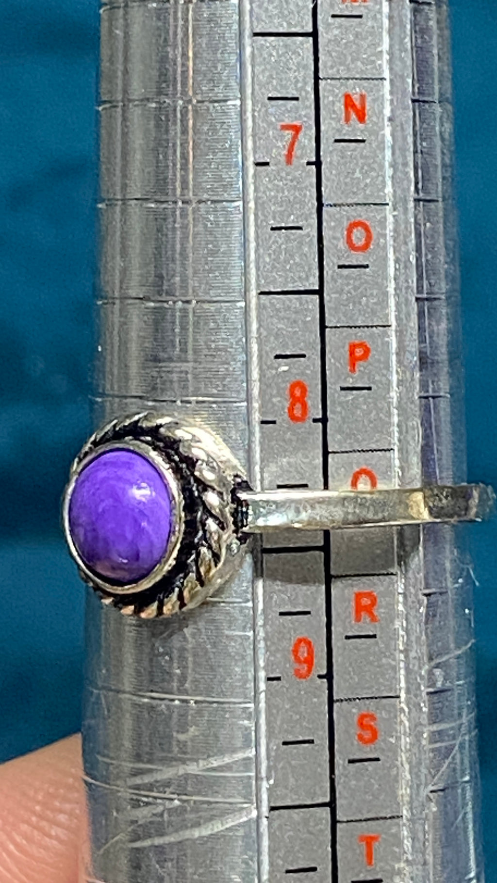 Natural Charite and Sterling Silver Ring-size 8.25