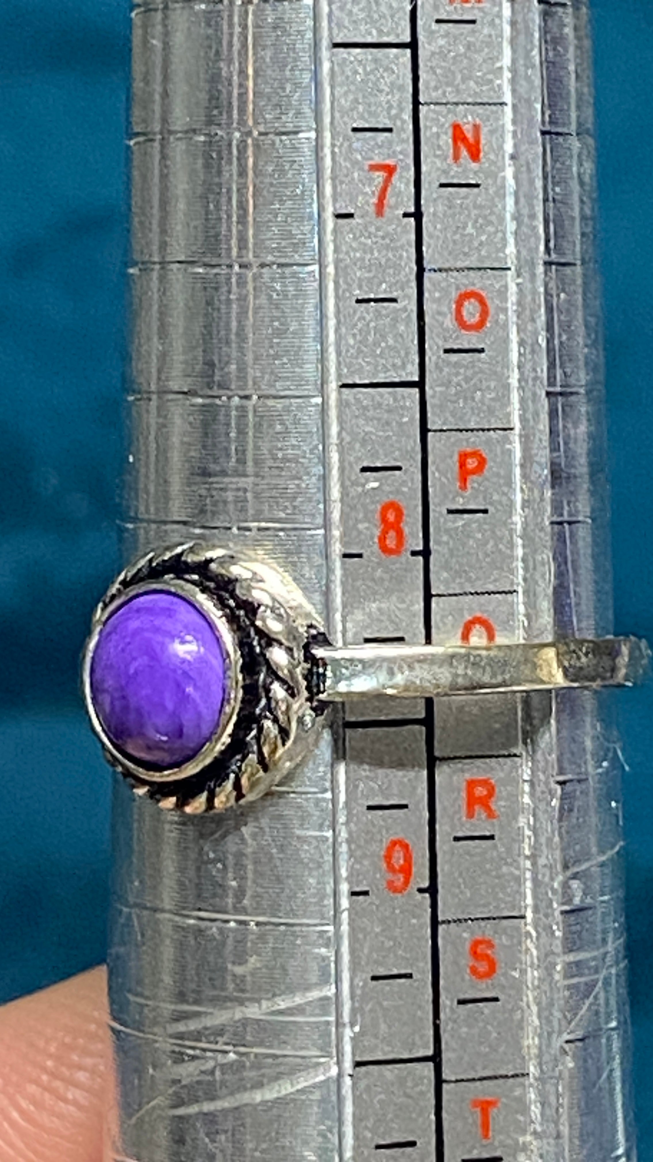 Natural Charite and Sterling Silver Ring-size 8.25