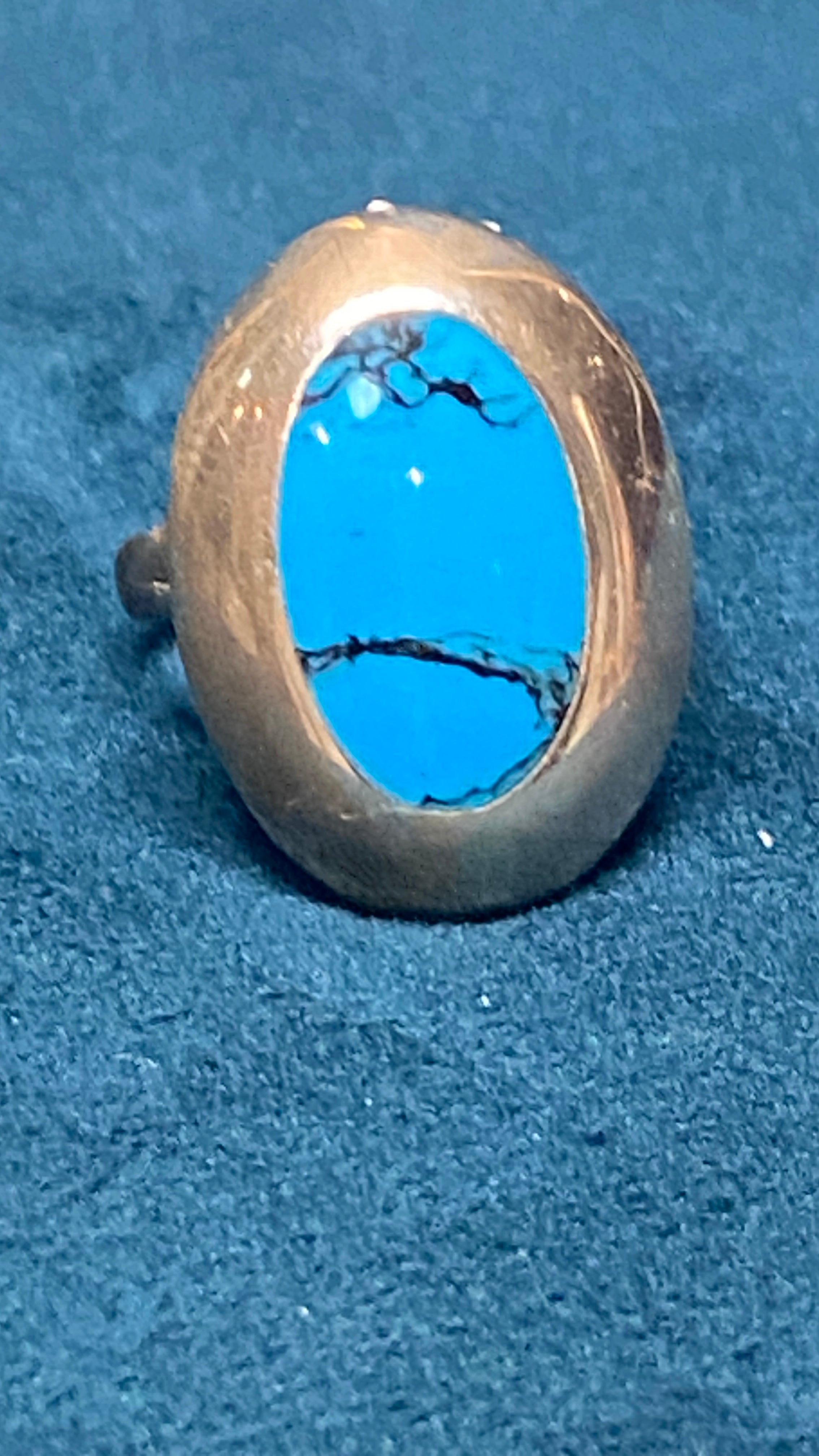 Turquoise Inlay Sterling Silver Statement Ring – Size 10