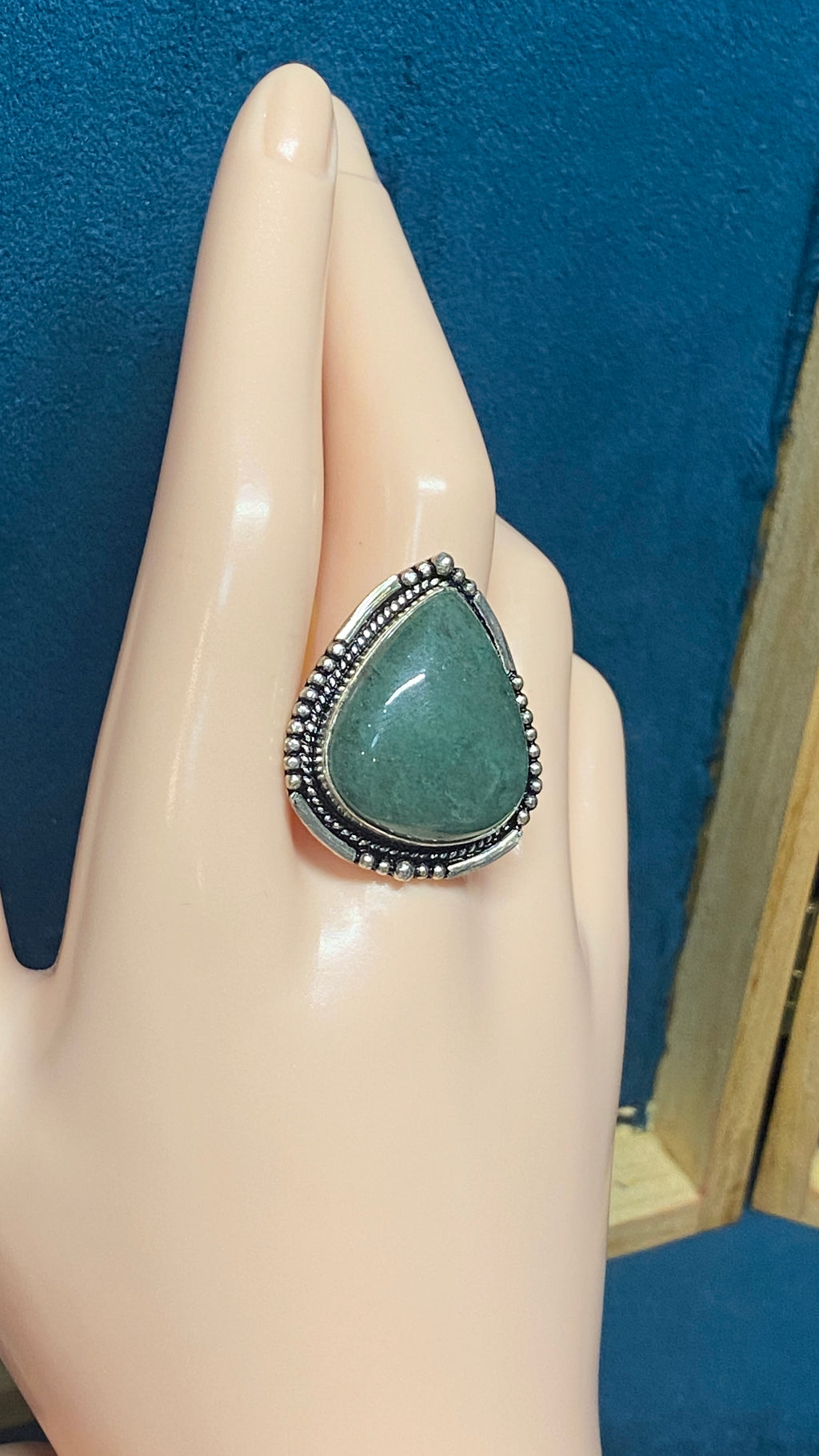 GREEN AVENTURINE TEARDROP RING