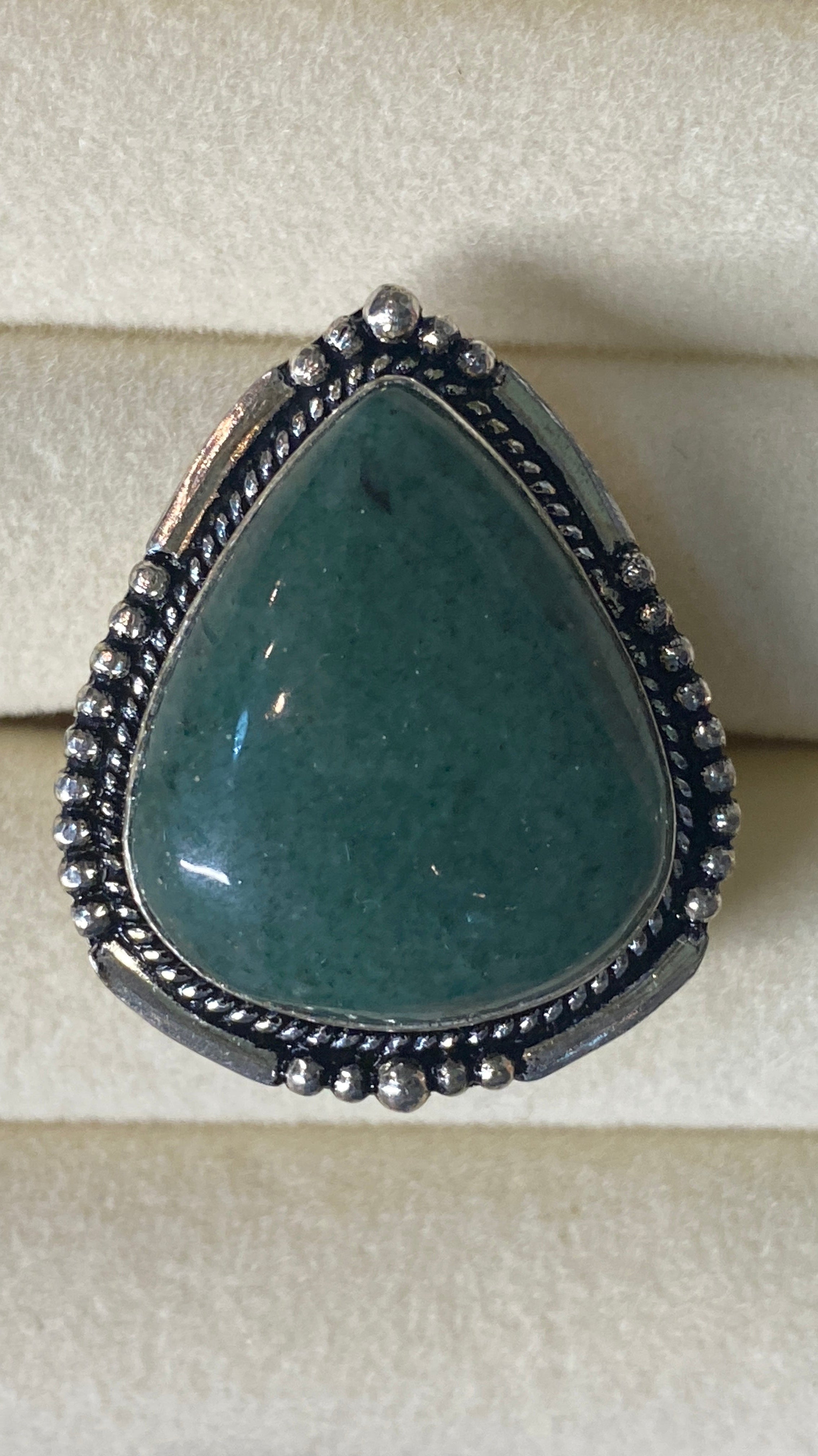 GREEN AVENTURINE TEARDROP RING