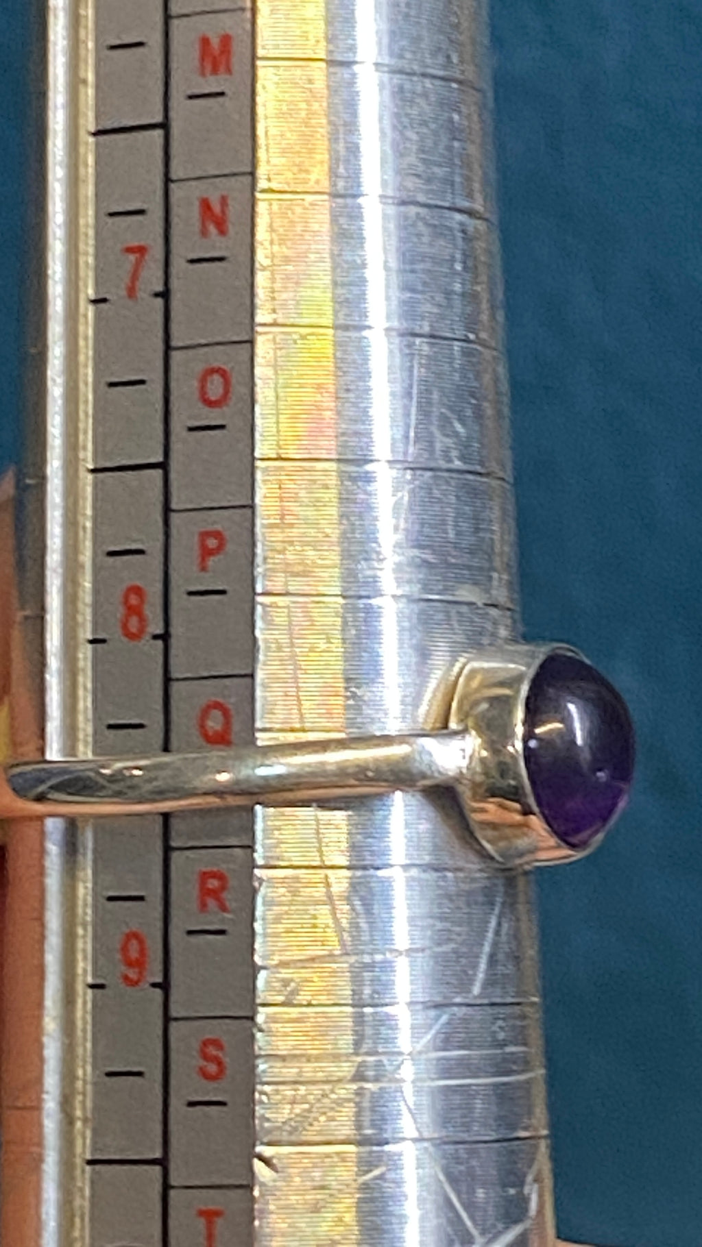 Natural Amethyst Cabochon Ring – Sterling Silver – Size 8.25