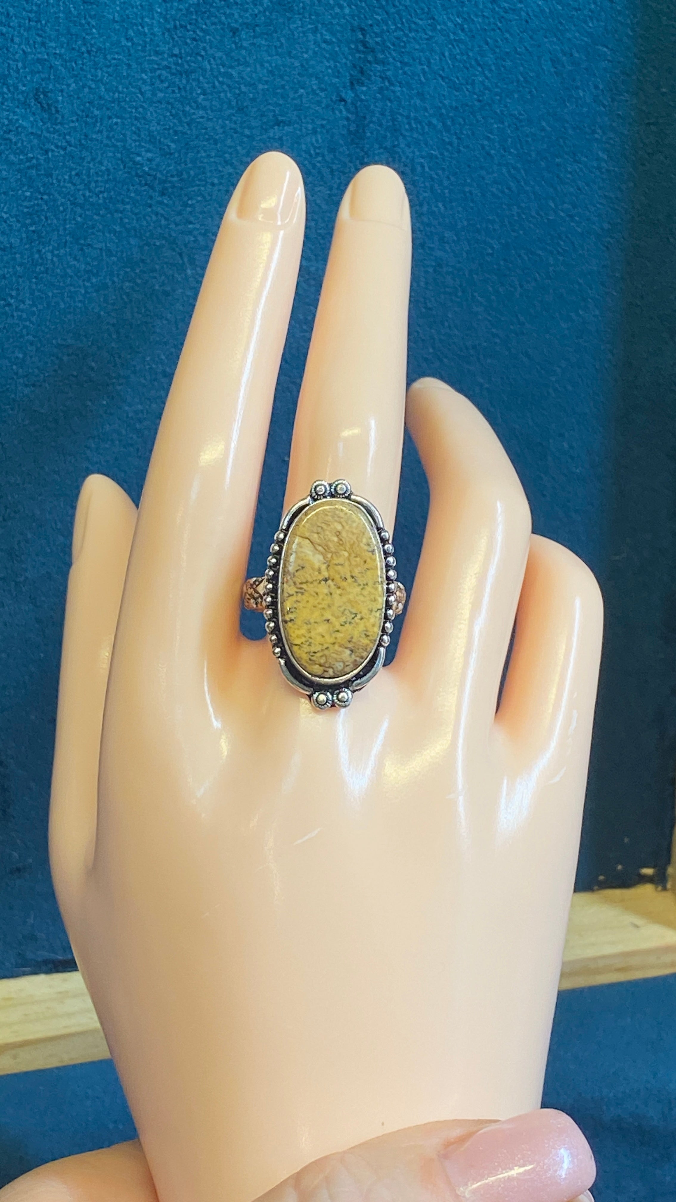 🌿 Picture Jasper Statement Ring – Size 9.5 🌿