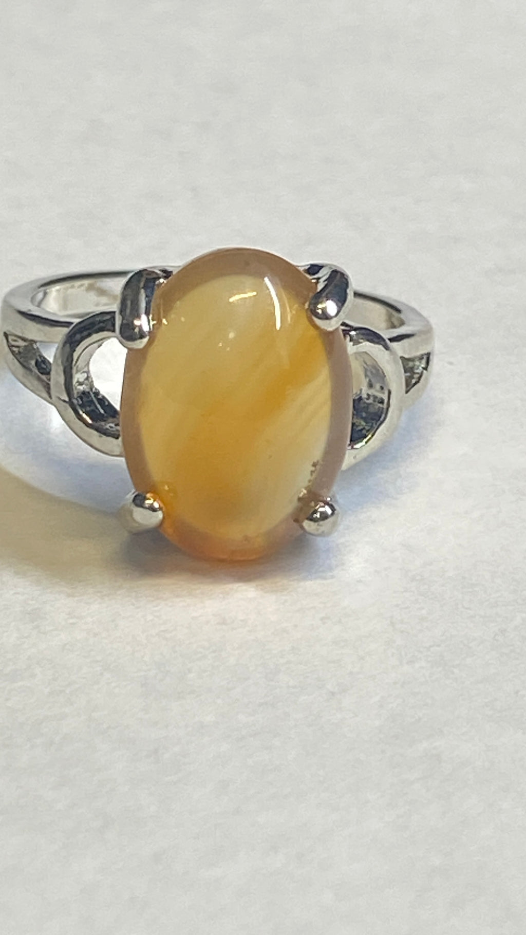 Orange Agate Silver Plated Ring-6.75