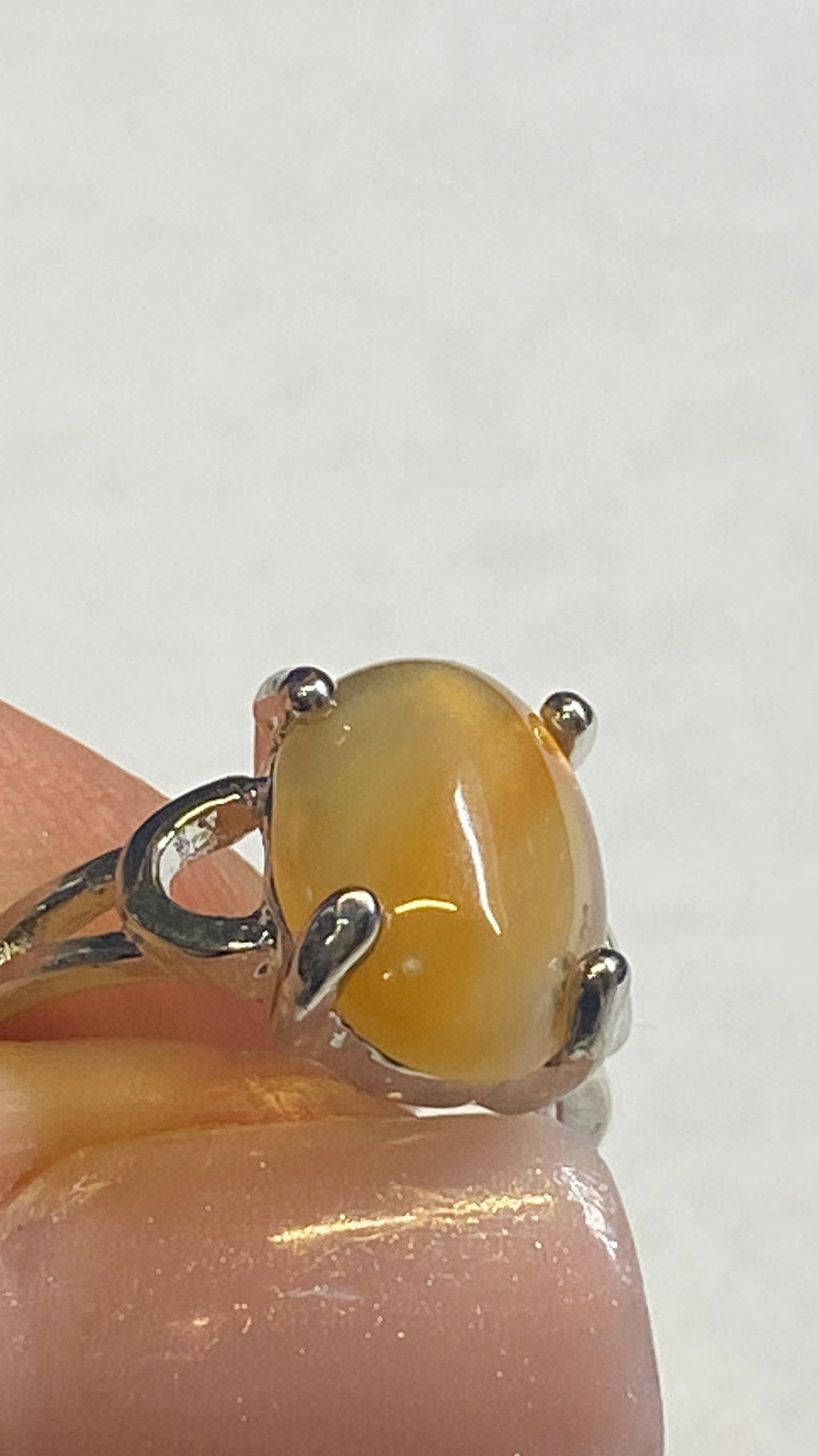 Orange Agate Silver Plated Ring-6.75