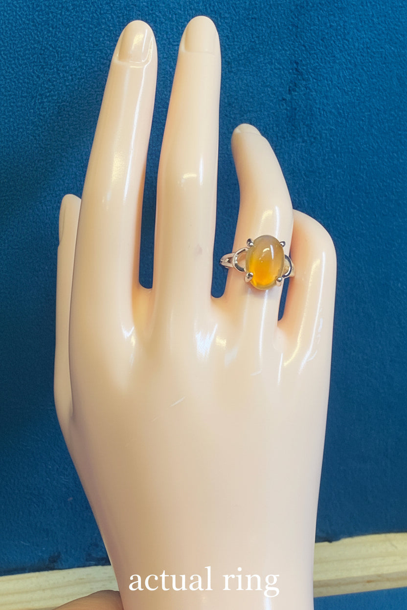 Orange Agate Silver Plated Ring-6.75