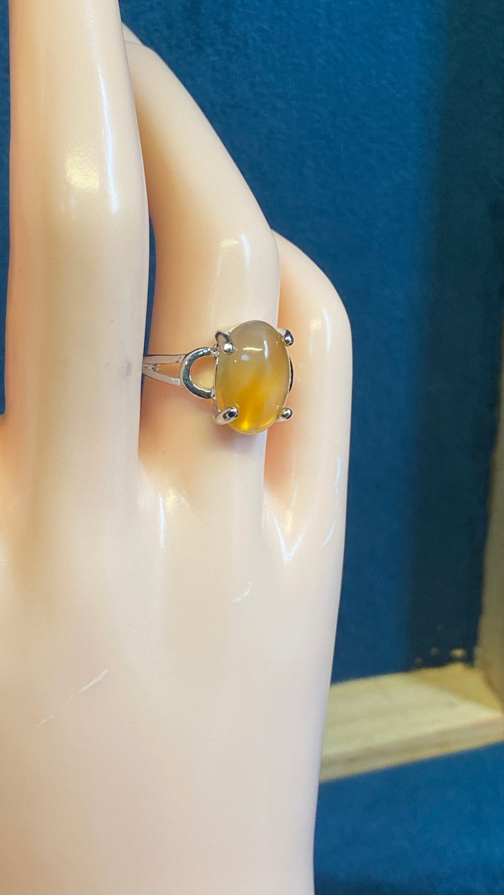 Orange Agate Silver Plated Ring-6.75