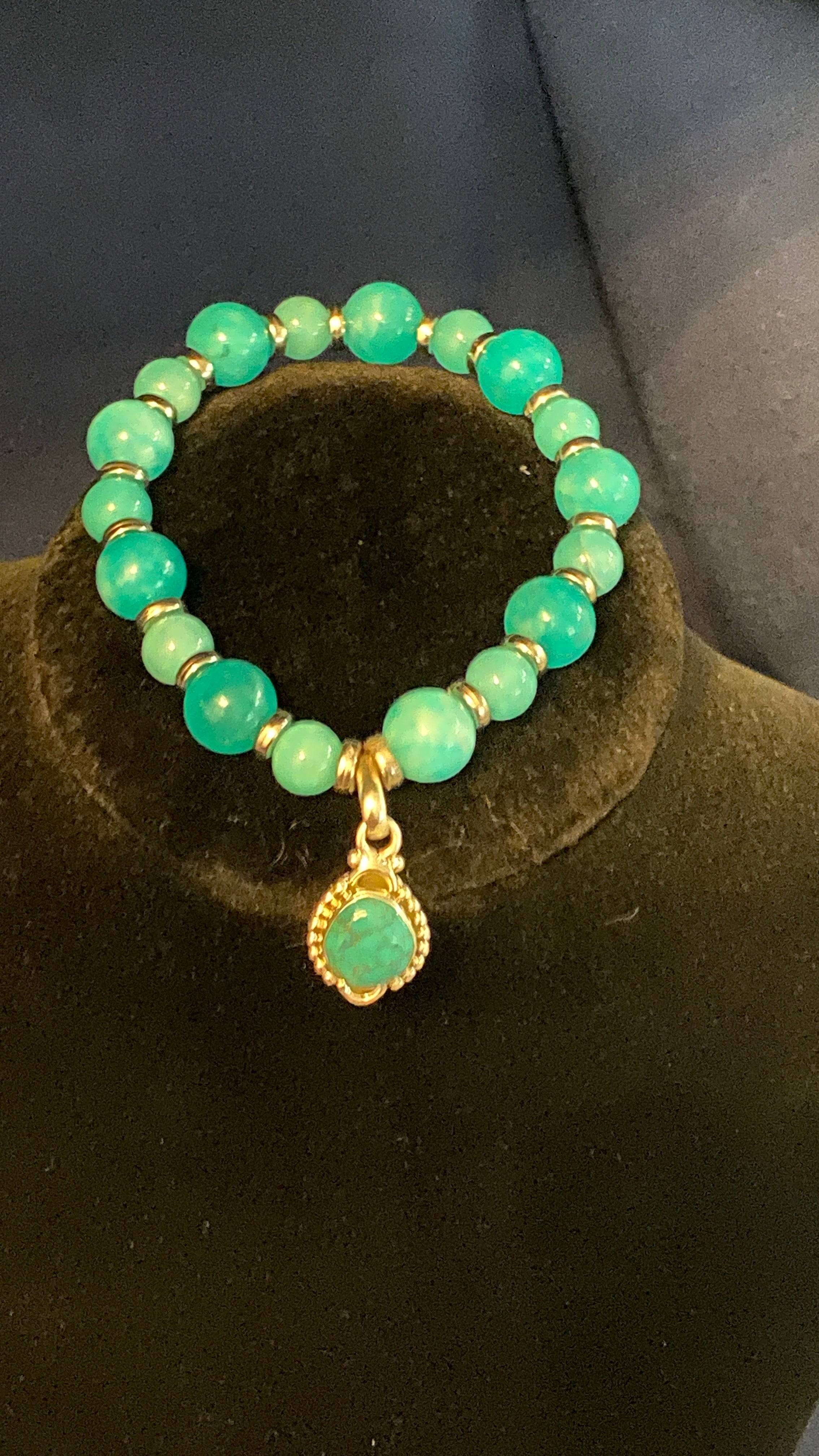 Caribbean Chalcedony & Turquoise Charm Bracelet