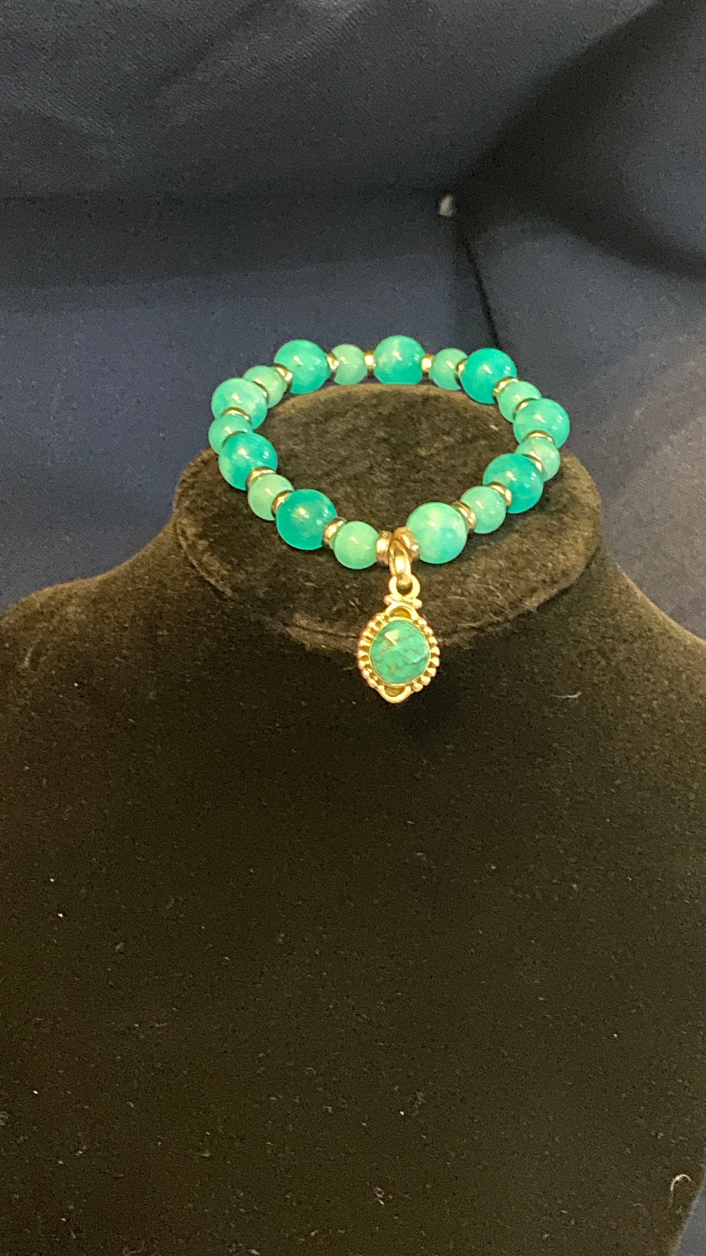 Caribbean Chalcedony & Turquoise Charm Bracelet