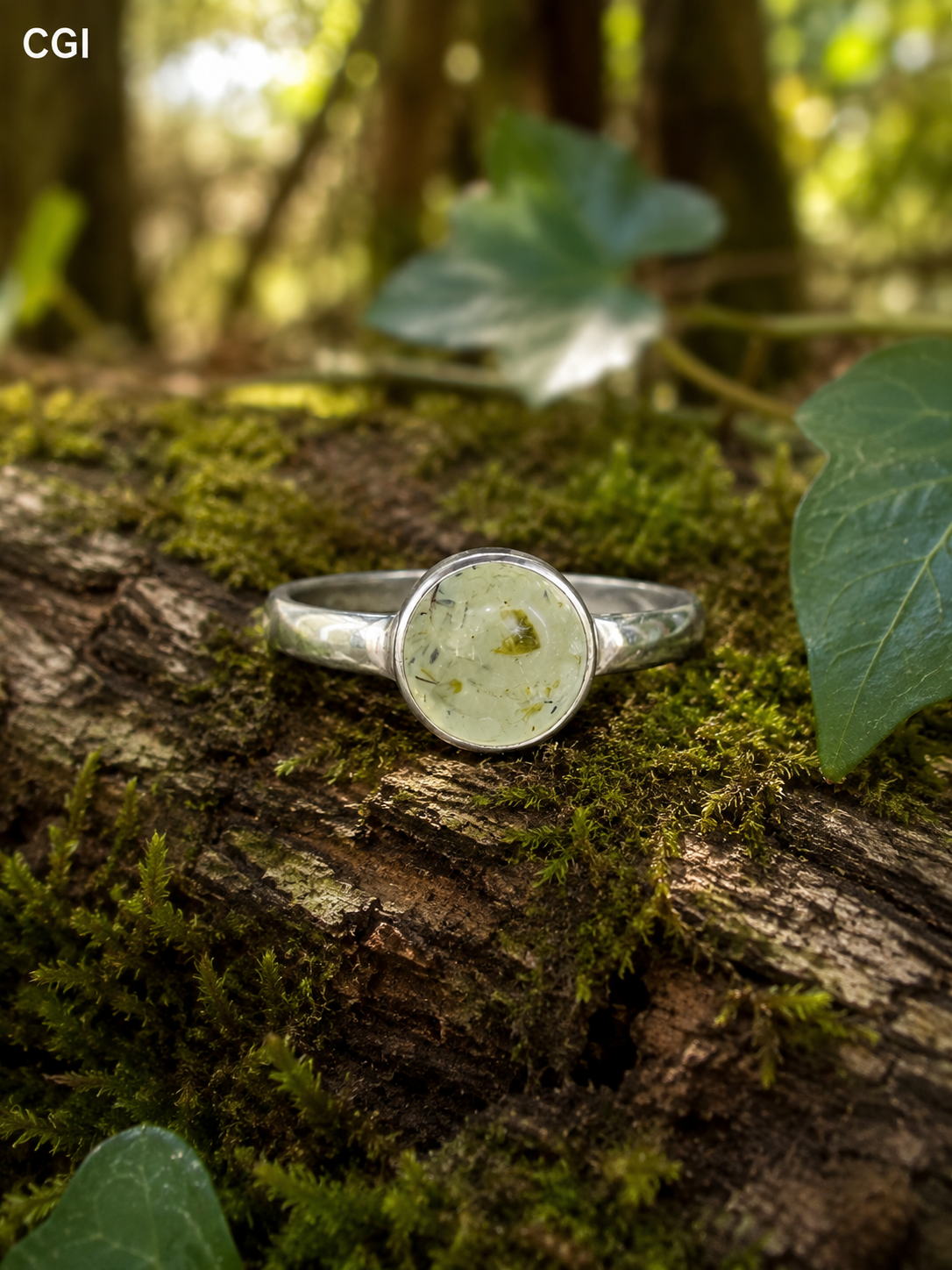 Prehnite Sterling Silver Ring – Size 7.25