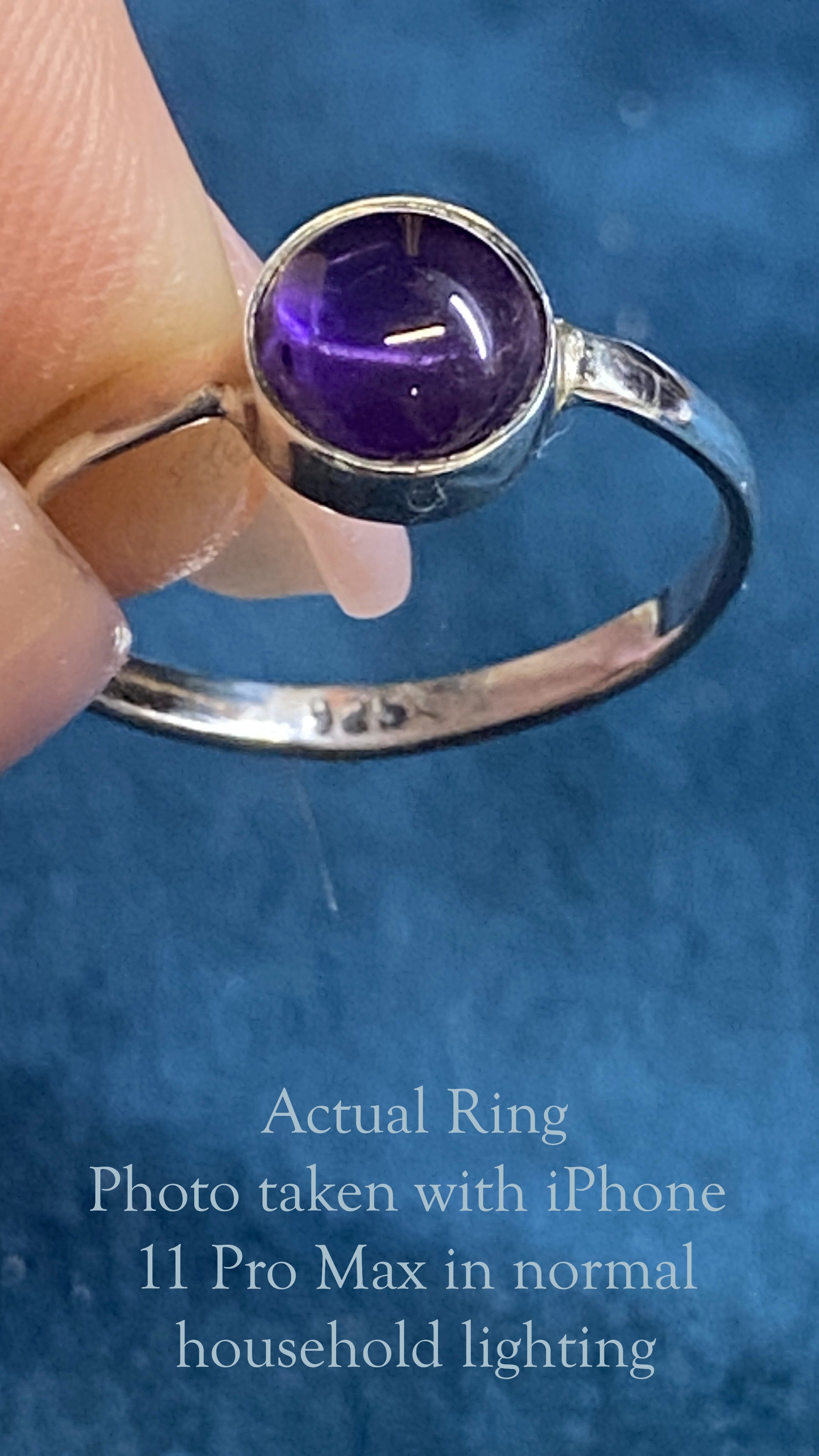 Natural Amethyst and Sterling Silver Ring Sz. 8.25