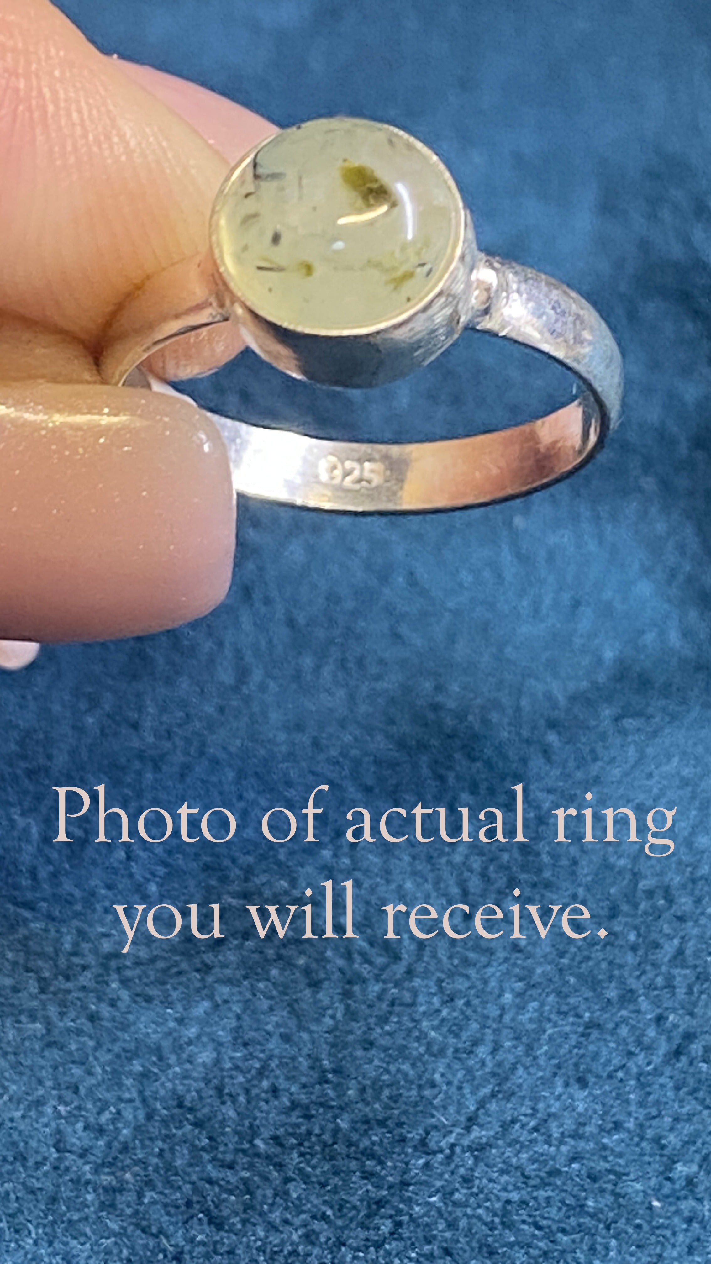 Prehnite Sterling Silver Ring – Size 7.25