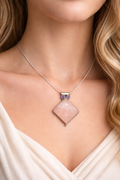 Rose Quartz & Amethyst Pendant Necklace | Solid 925 Sterling Silver, 20” Snake Chain.