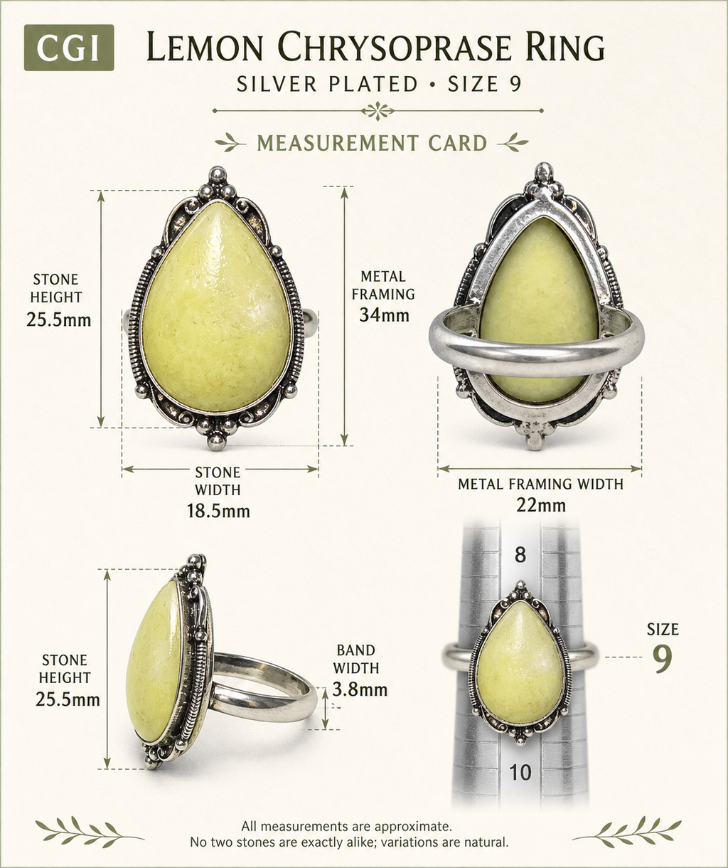 ✨ Lemon Chrysoprase Statement Ring ✨size 9