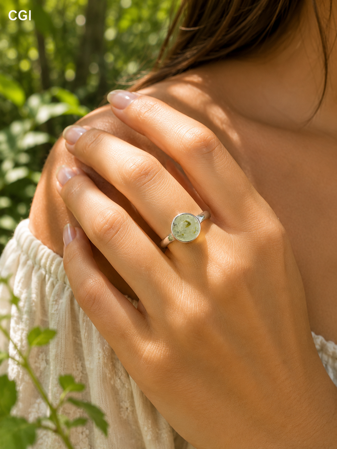 Prehnite Sterling Silver Ring – Size 7.25